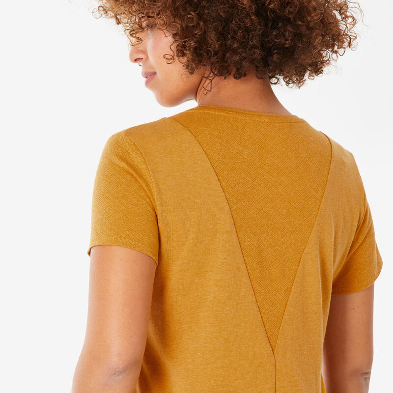 Tricou Drumeție în natură NH500 Galben Damă