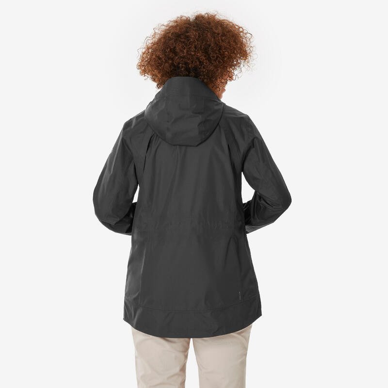 Veste de randonnée imperméable femme, NH500 noir
