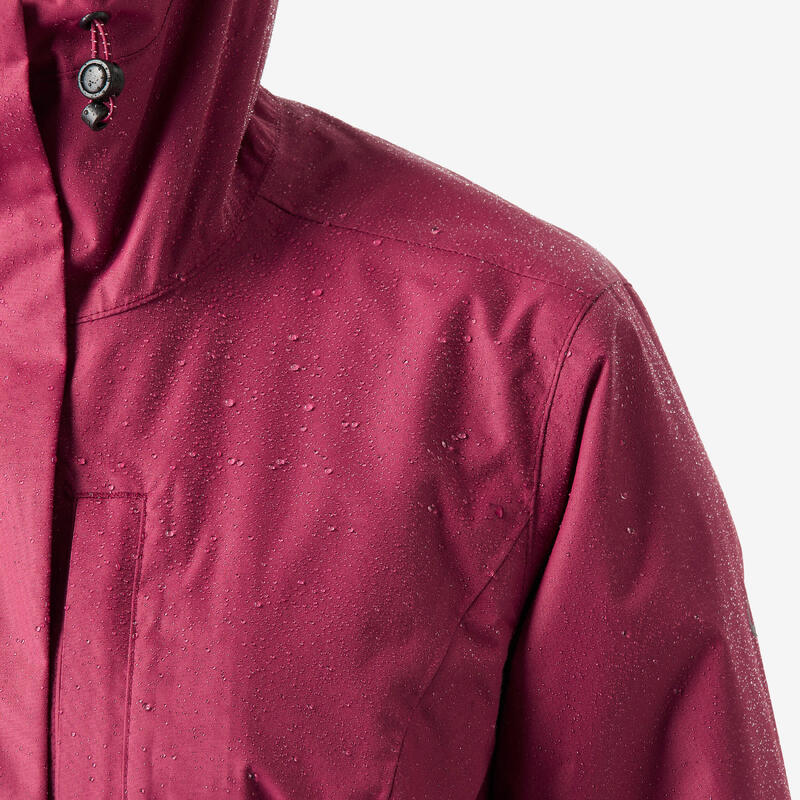 Veste de randonnée imperméable femme, NH500 violet
