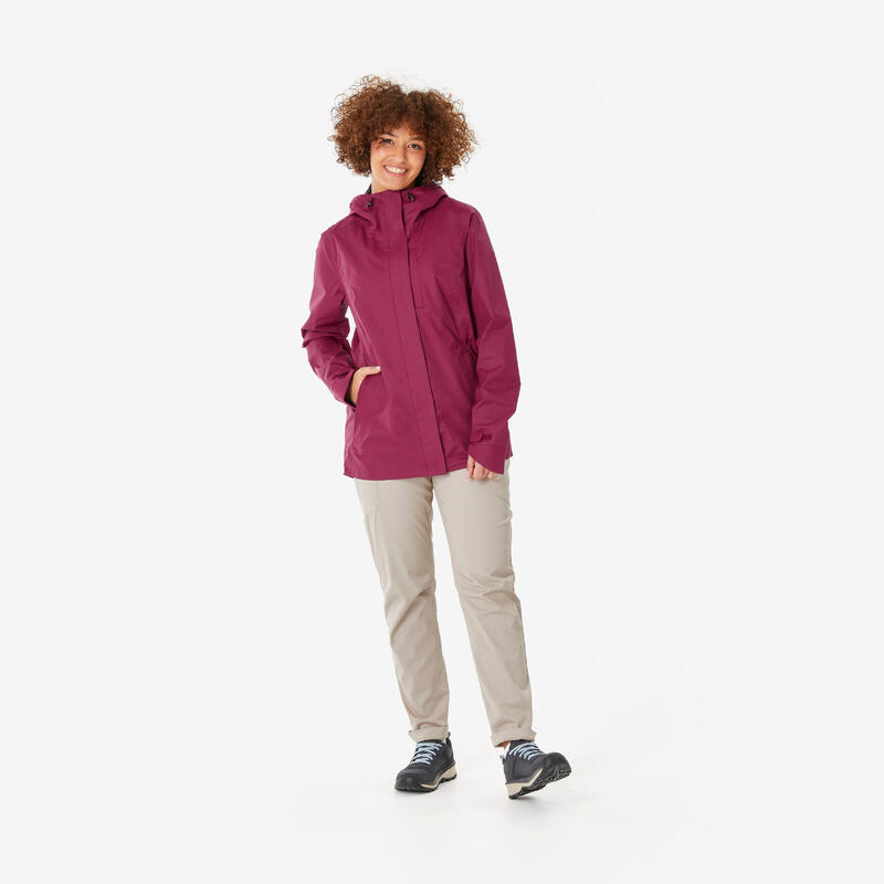 Veste de randonnée imperméable femme, NH500 violet