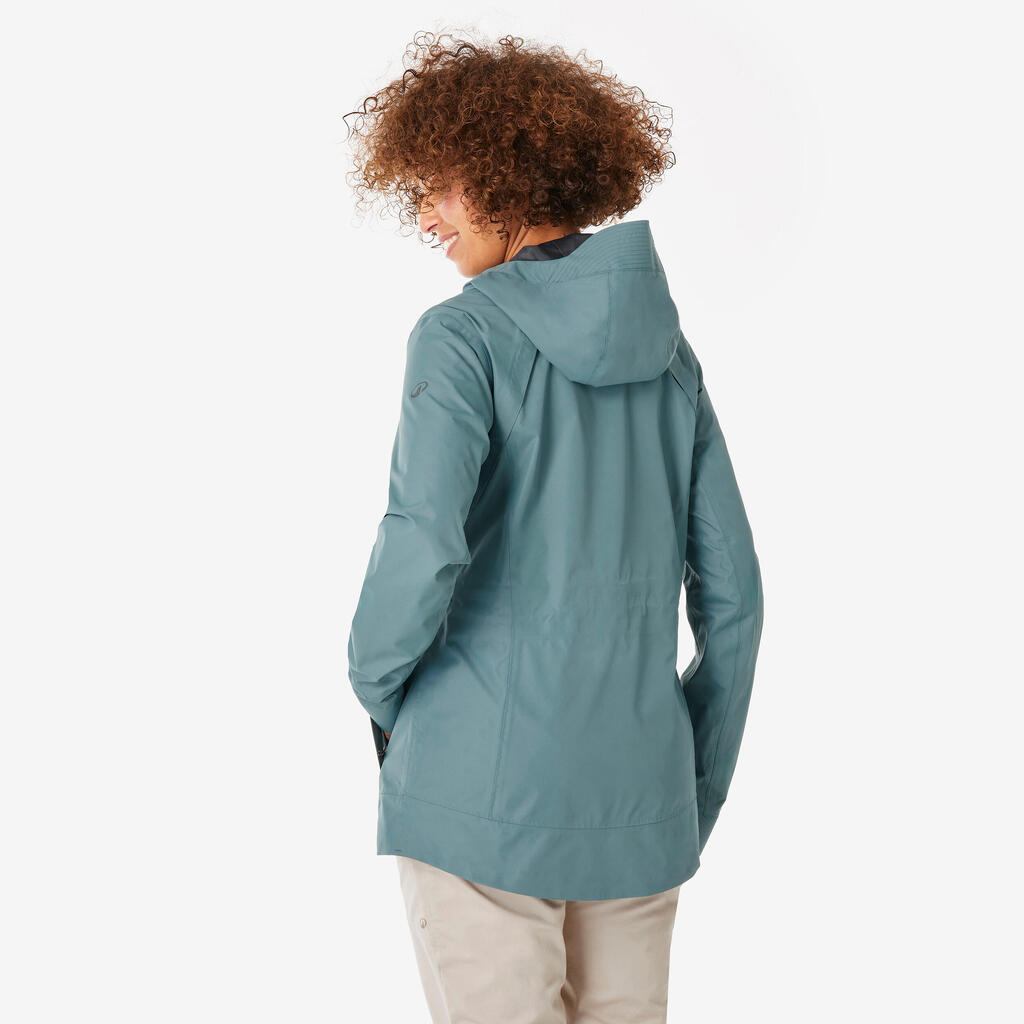 Veste de randonnée imperméable femme, NH500 vert