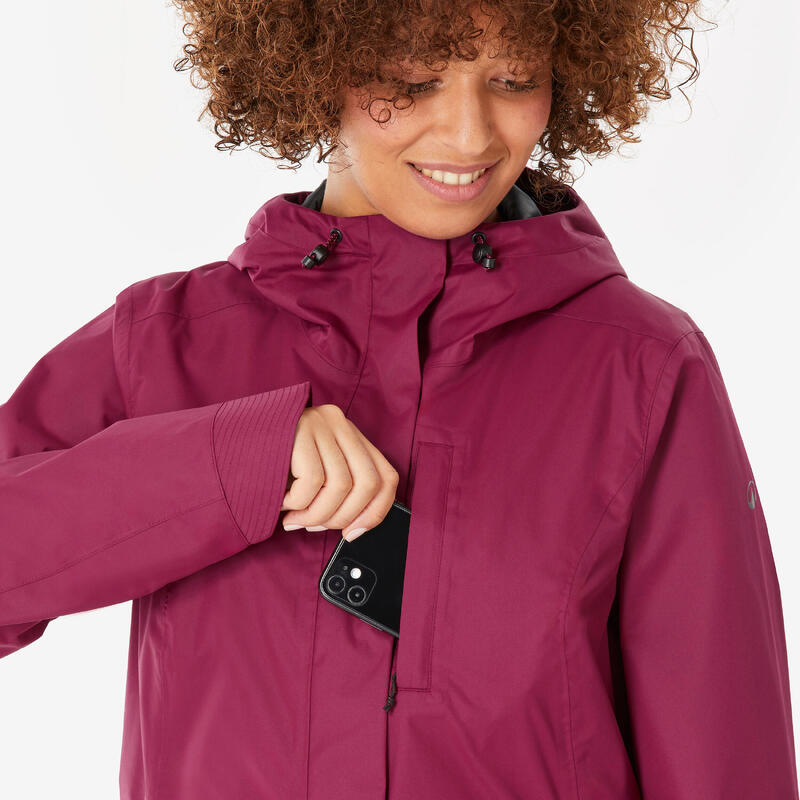 Veste de randonnée imperméable femme, NH500 violet