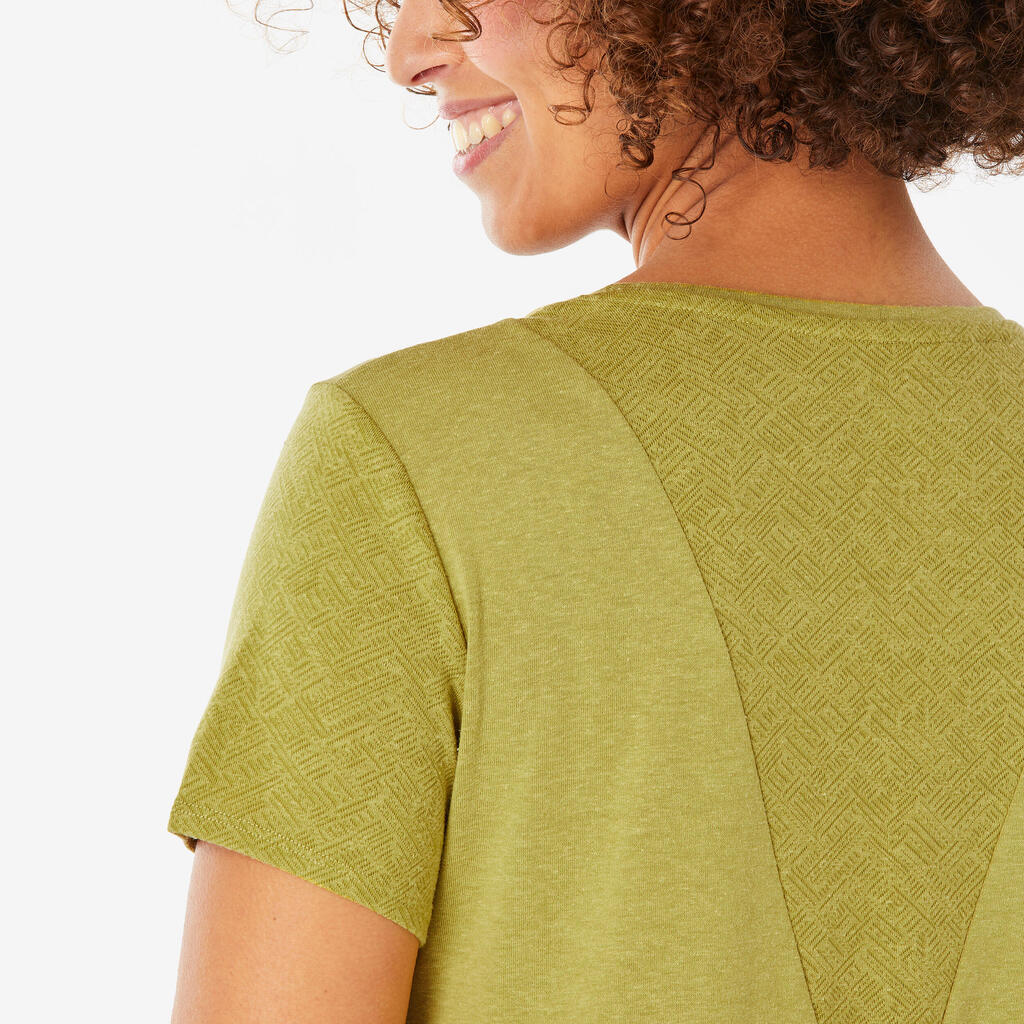 Women’s Hiking T-Shirt, NH500 - Yellow Ochre