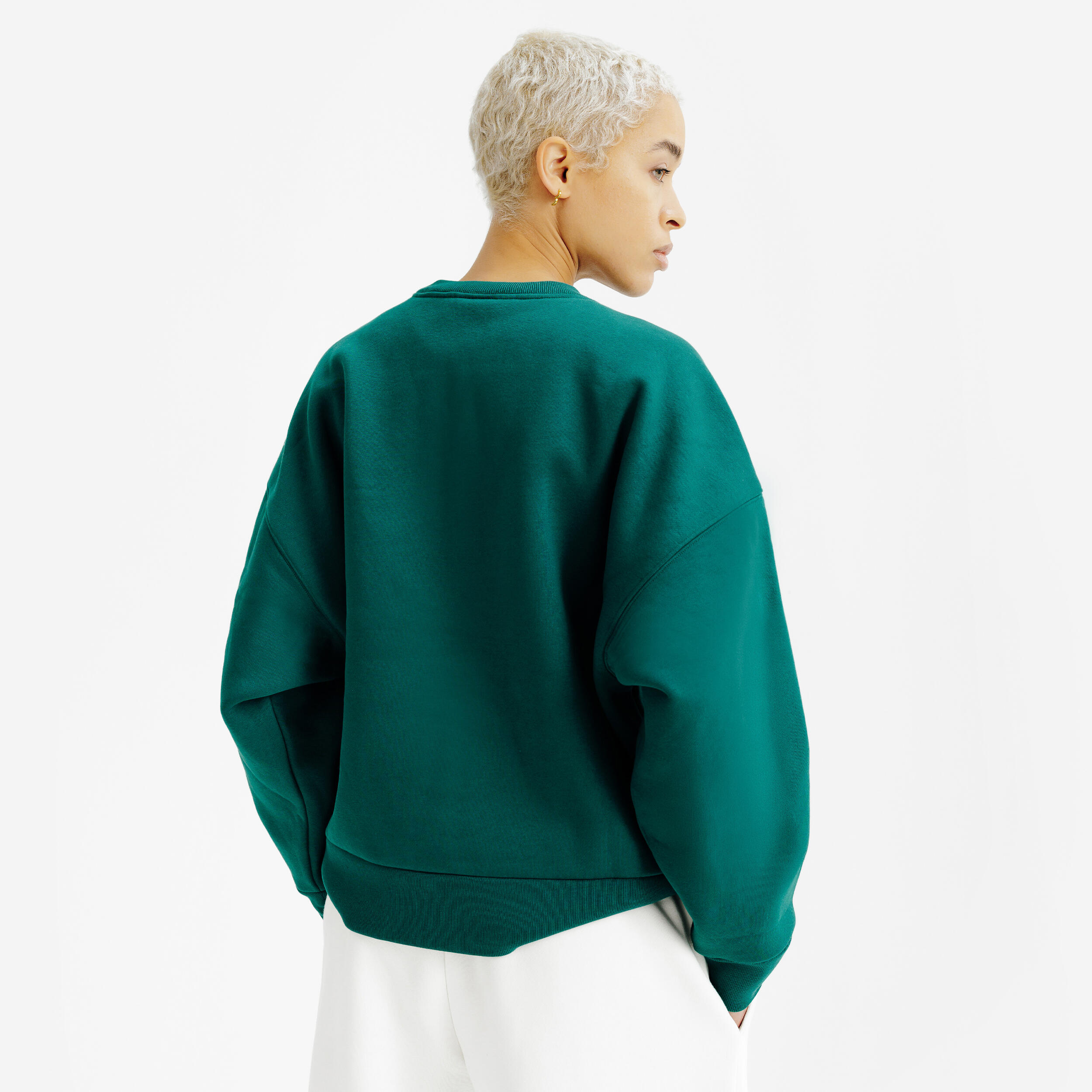Felpa donna ELEMENTALS girocollo oversize pesante verde 4/7