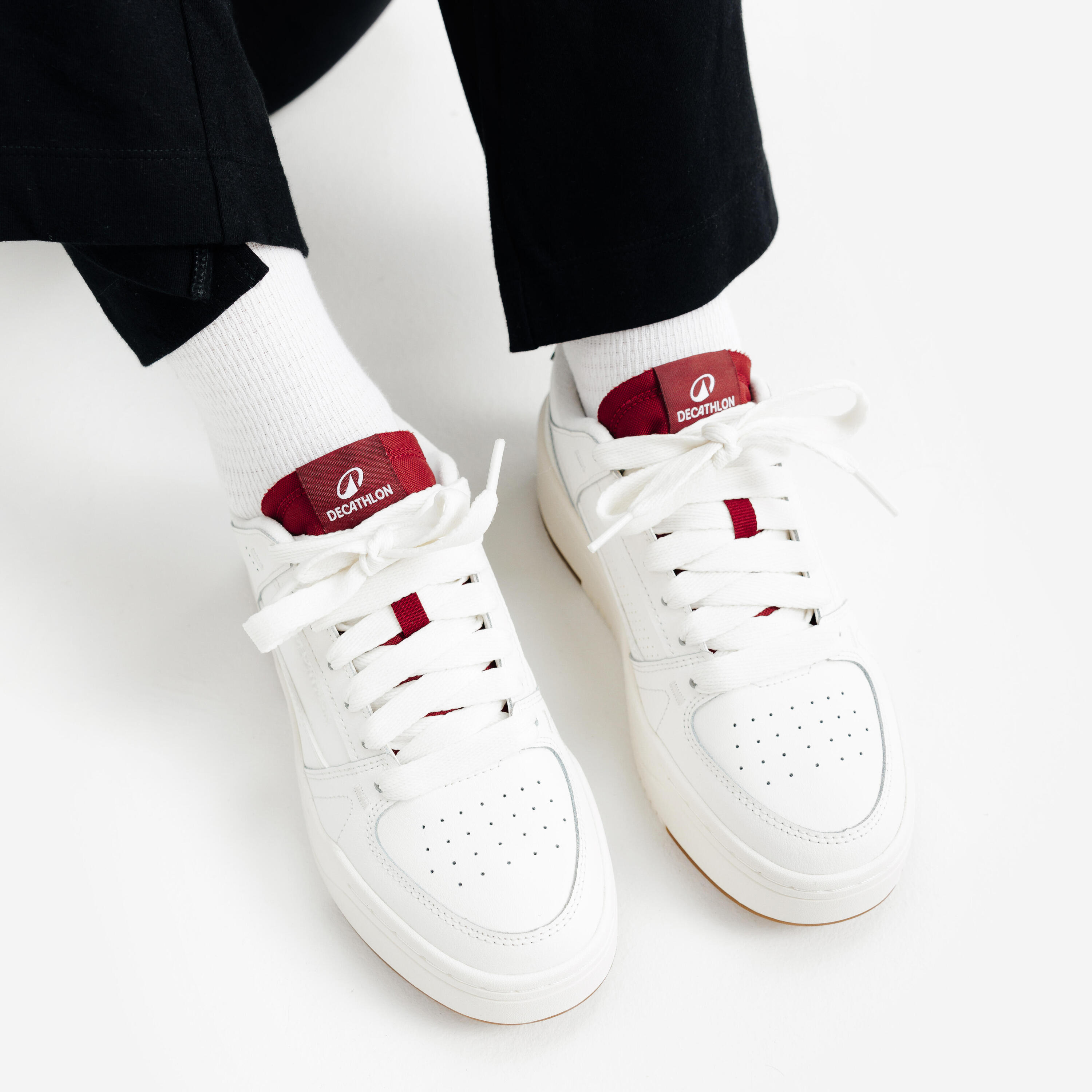 Baskets en cuir femme CJ80 platform blanc et bordeaux 11/11
