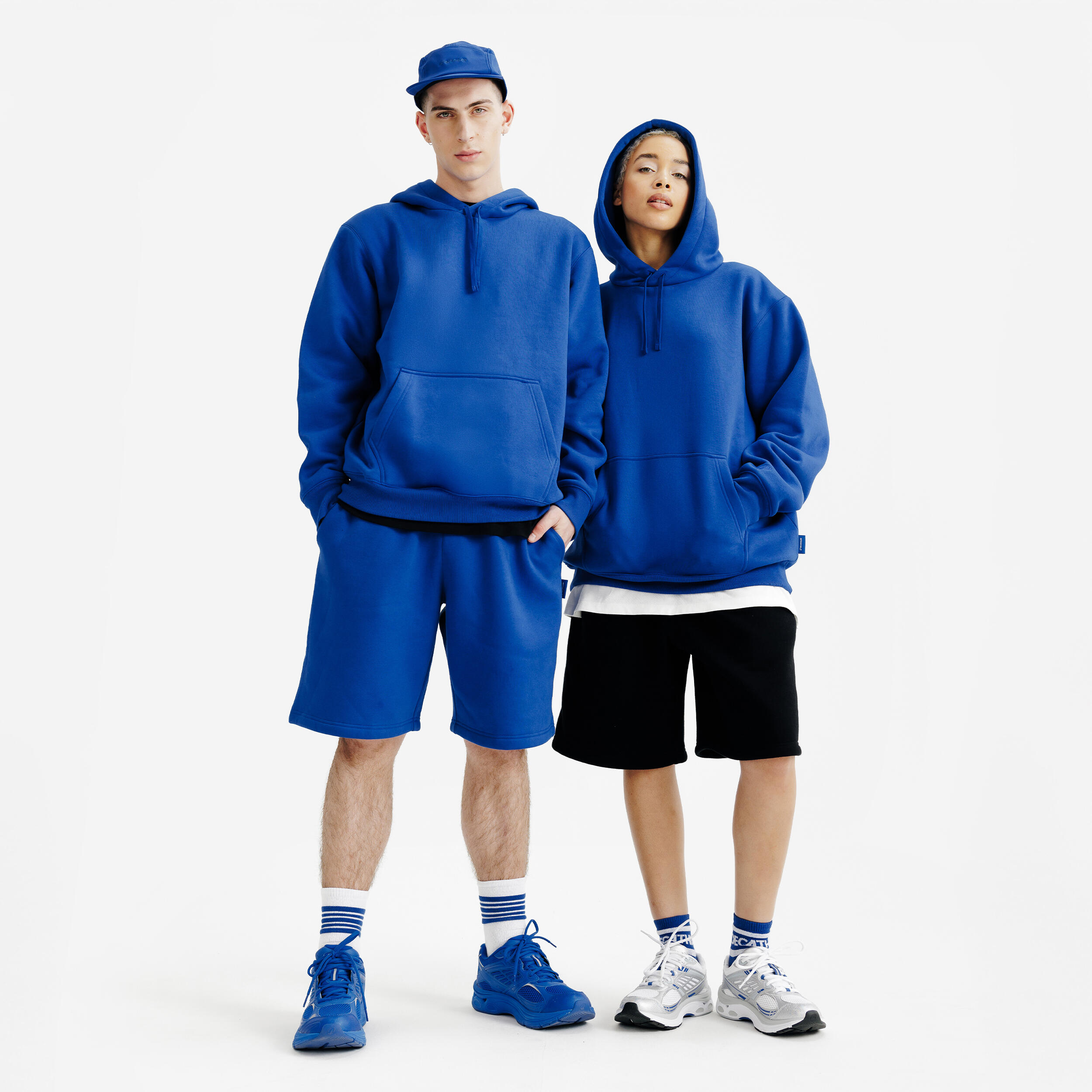 DECATHLON Felpa adulto ELEMENTALS con cappuccio oversize pesante azzurra