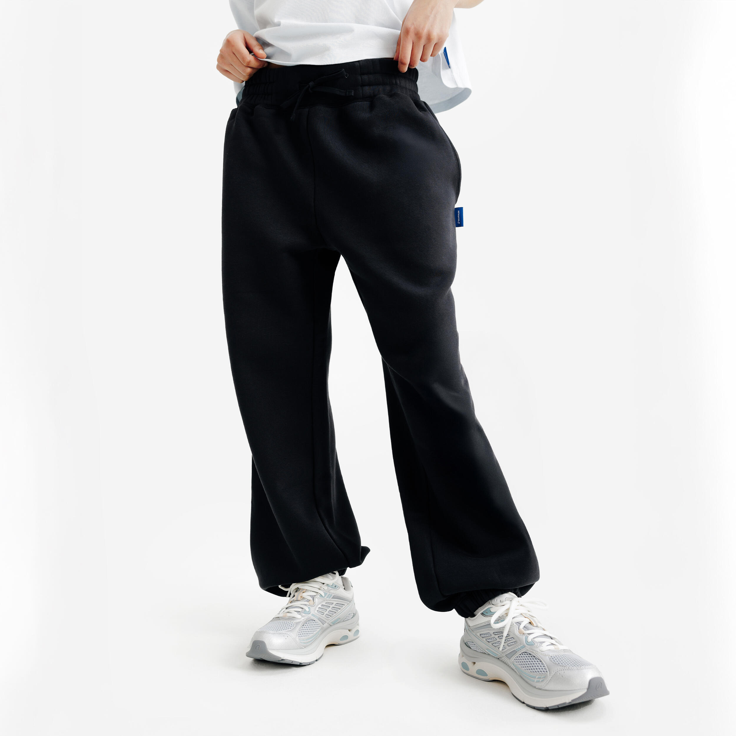 DECATHLON Pantaloni tuta donna ELEMENTALS flare felpati neri