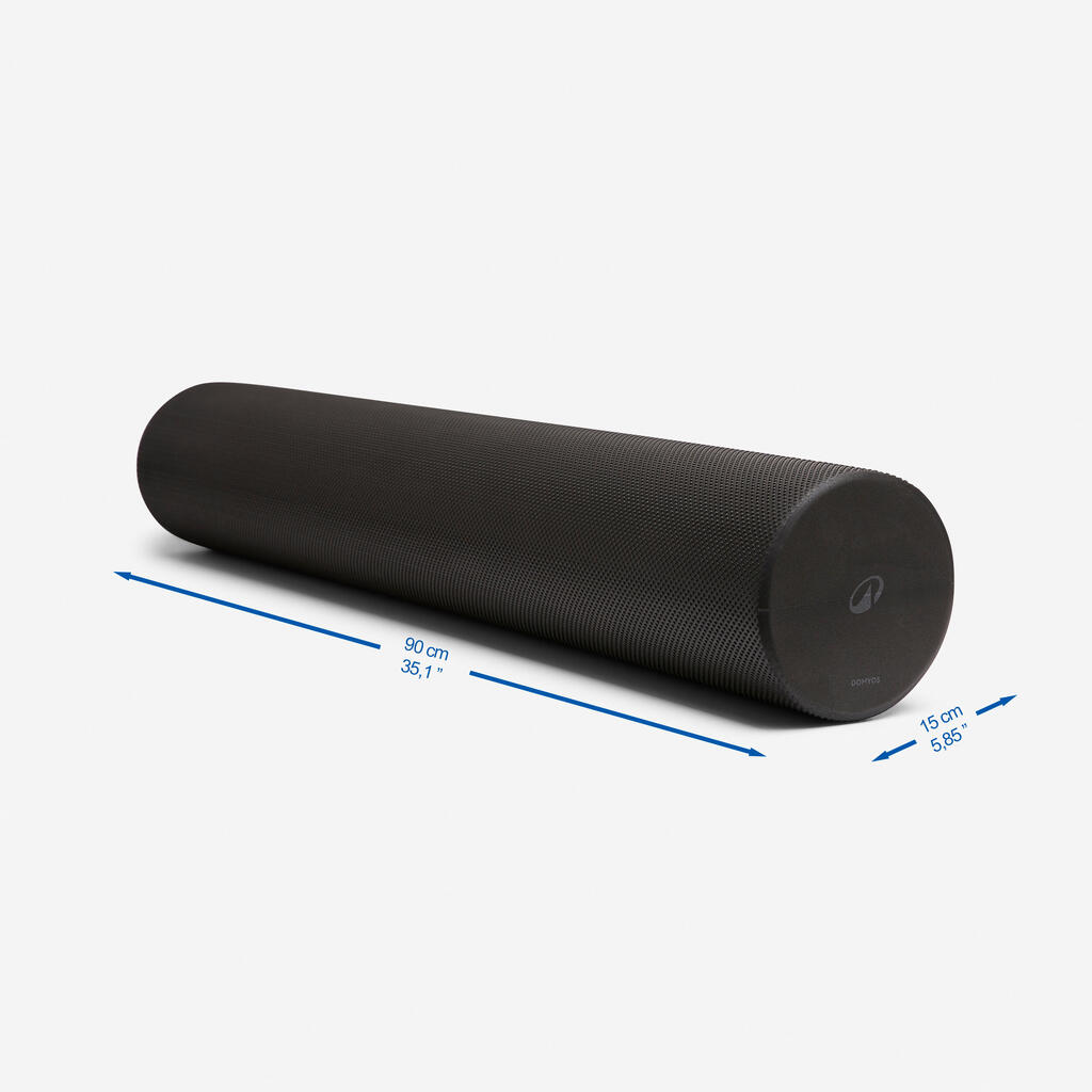 Rouleau en mousse de Pilates longueur 90 cm diamètre 15 cm, Foam roller noir