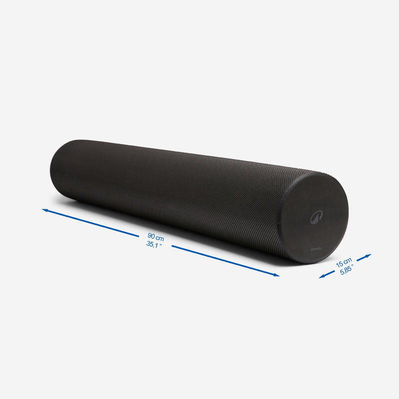 Rouleau en mousse de Pilates longueur 90 cm diamètre 15 cm, Foam roller noir