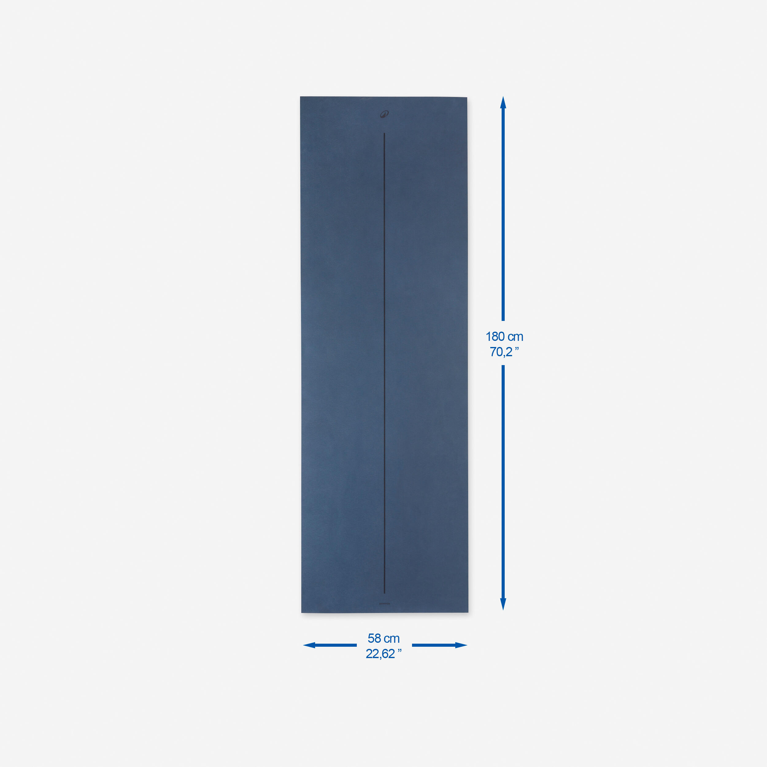 Tapis de yoga léger 180 cm x 50 cm - bleu foncé - DOMYOS