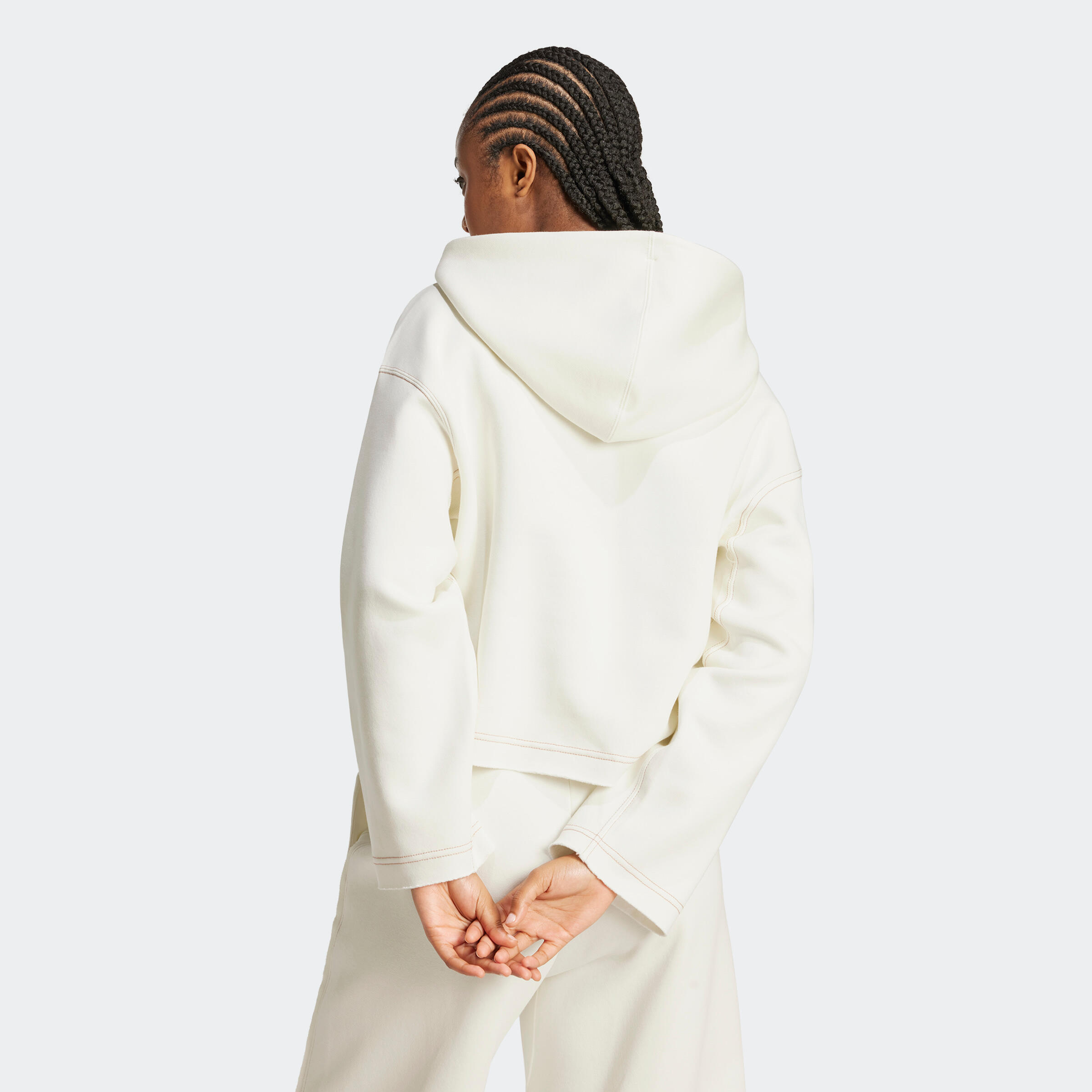 Felpa ADIDAS donna con cappuccio leggera bianca 3/5