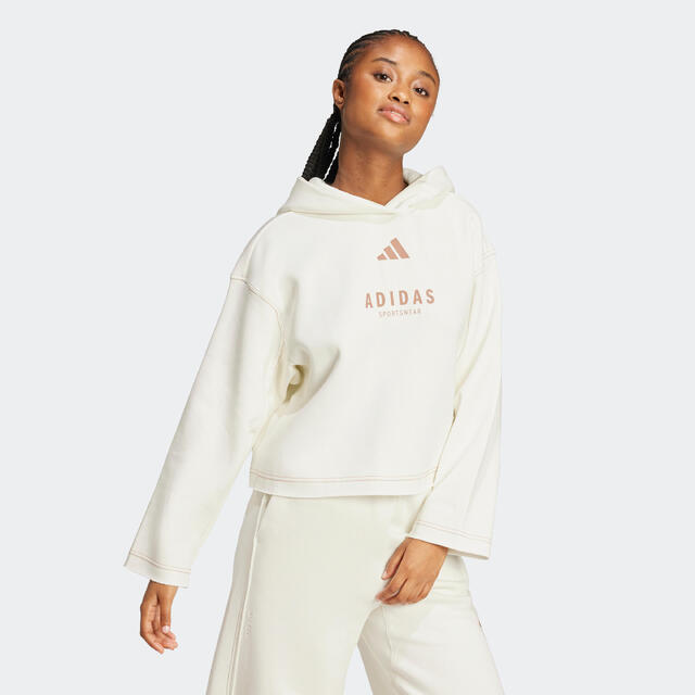 Felpa ADIDAS donna con cappuccio leggera bianca