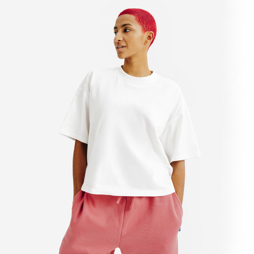 T shirt crop top femme, Elementals, bleu pale