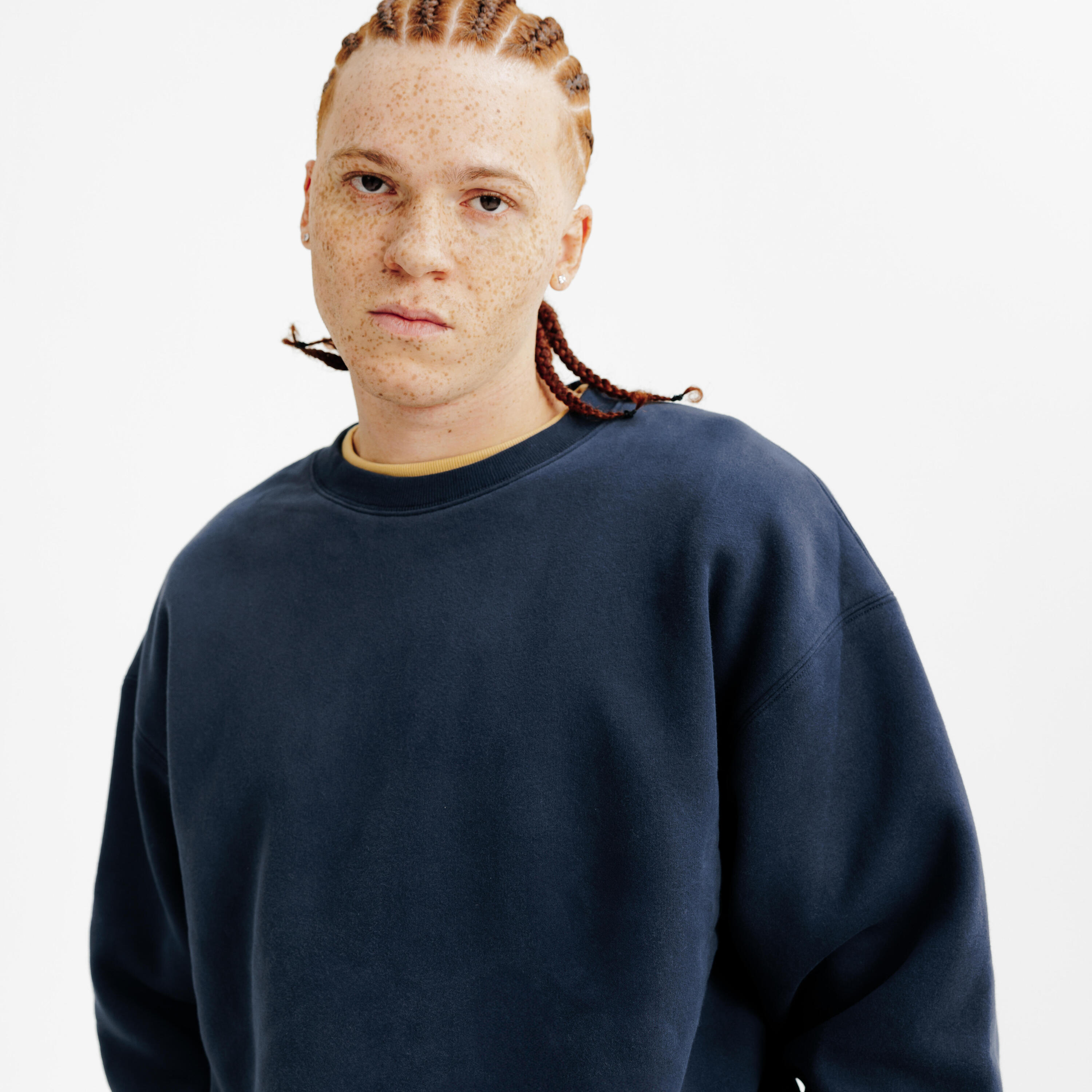 Herensweater met ronde hals Elementals marineblauw 3/8