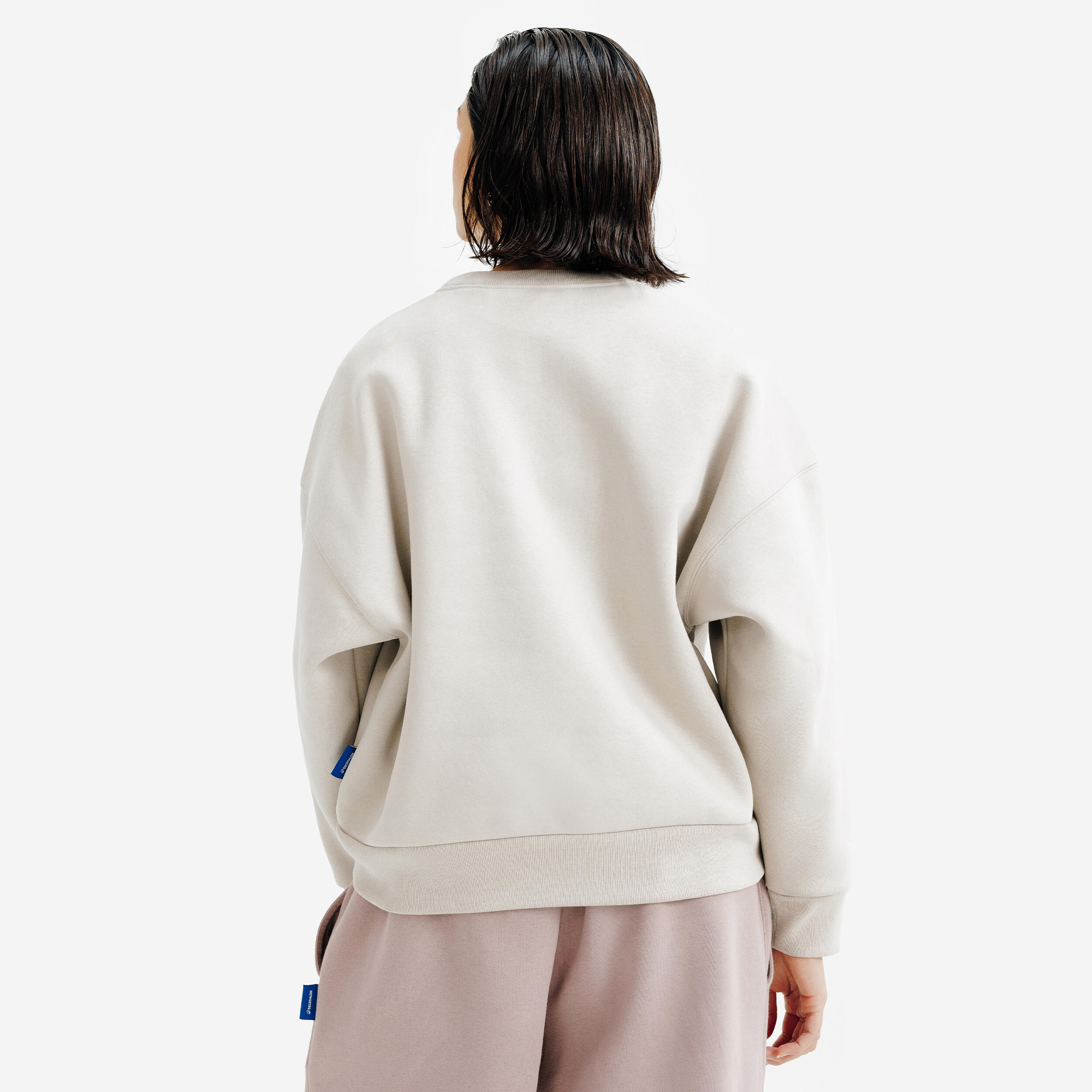 DECATHLON Dámska oversize mikina s okrúhlym výstrihom, béžová XL · záber 5