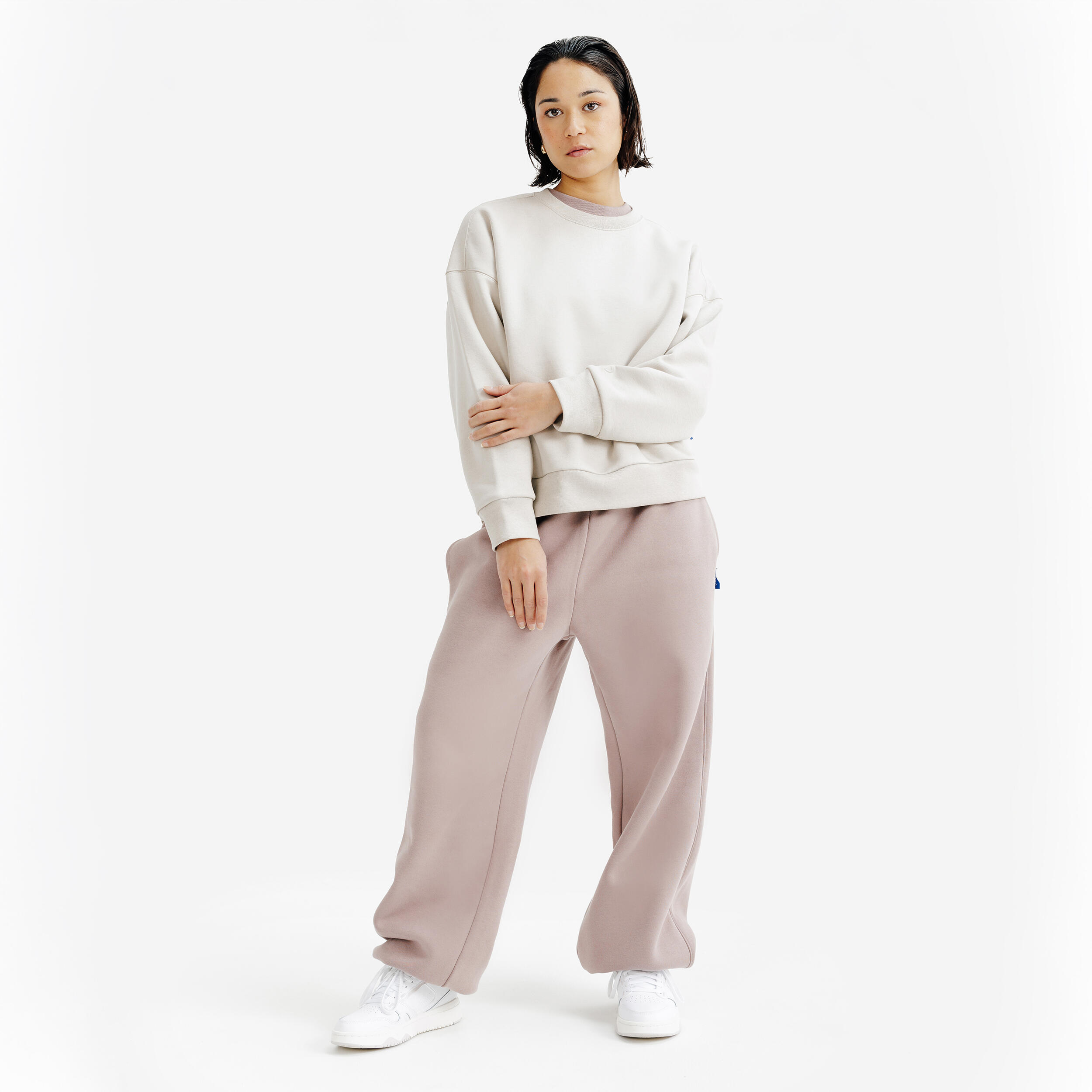 DECATHLON Dámska oversize mikina s okrúhlym výstrihom, béžová XL · záber 3