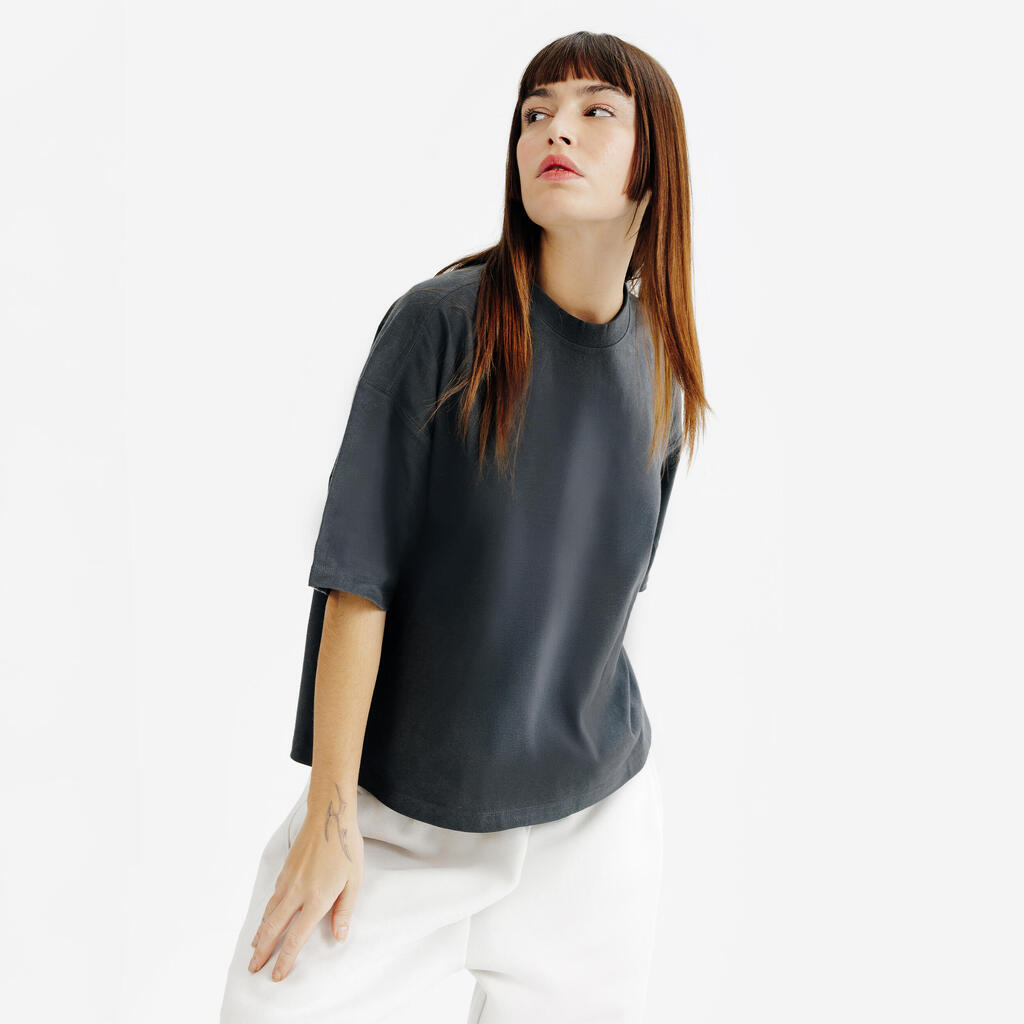 T shirt crop top femme, Elementals, bleu pale