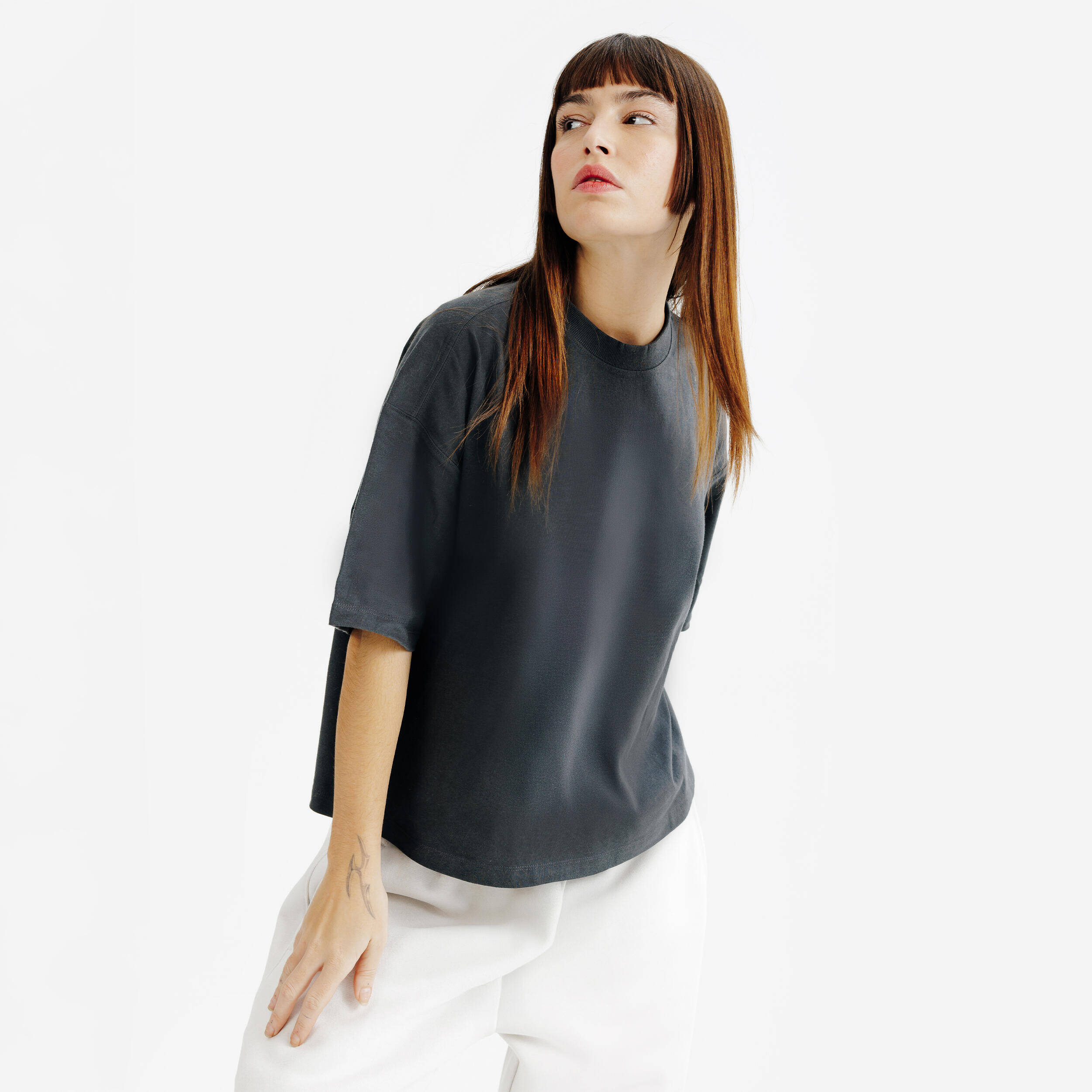 Women's crop top T-Shirt, Elementals, Grey