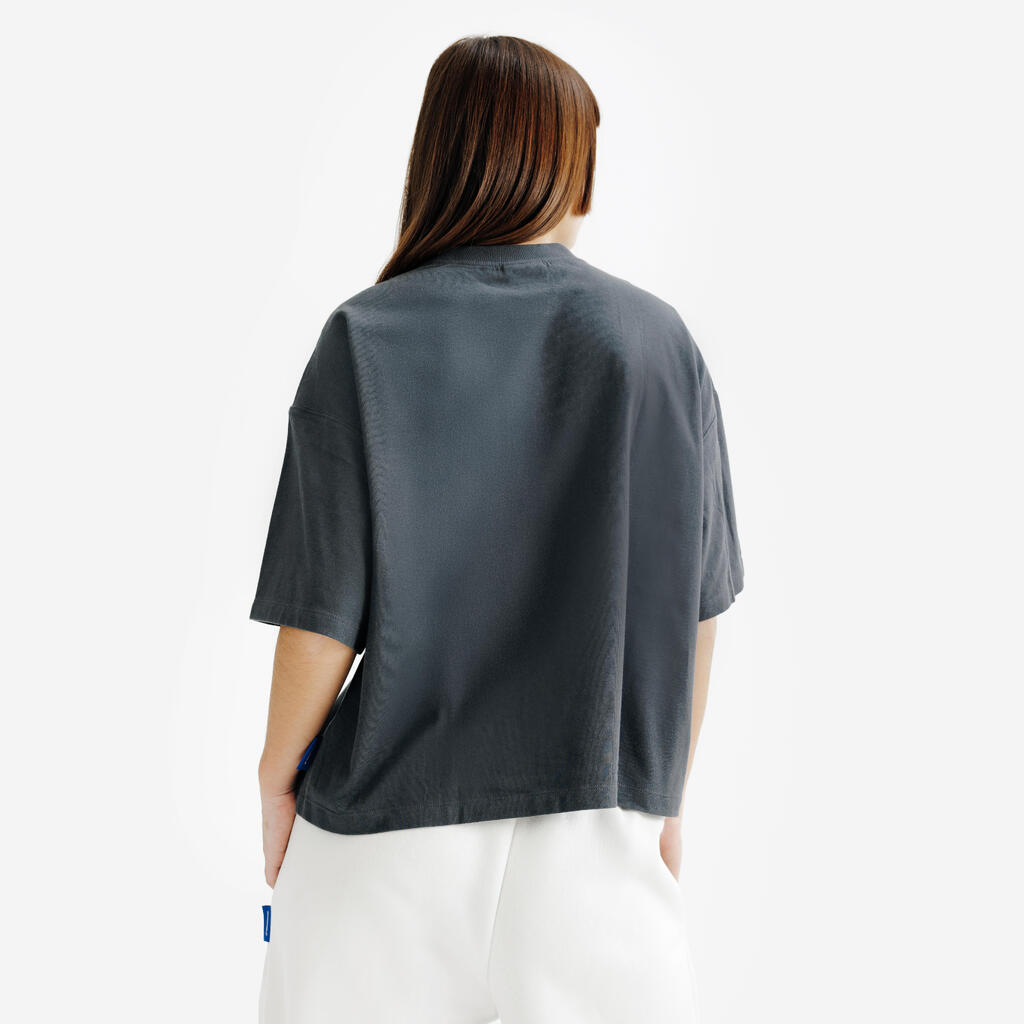 T shirt crop top femme, Elementals, bleu pale