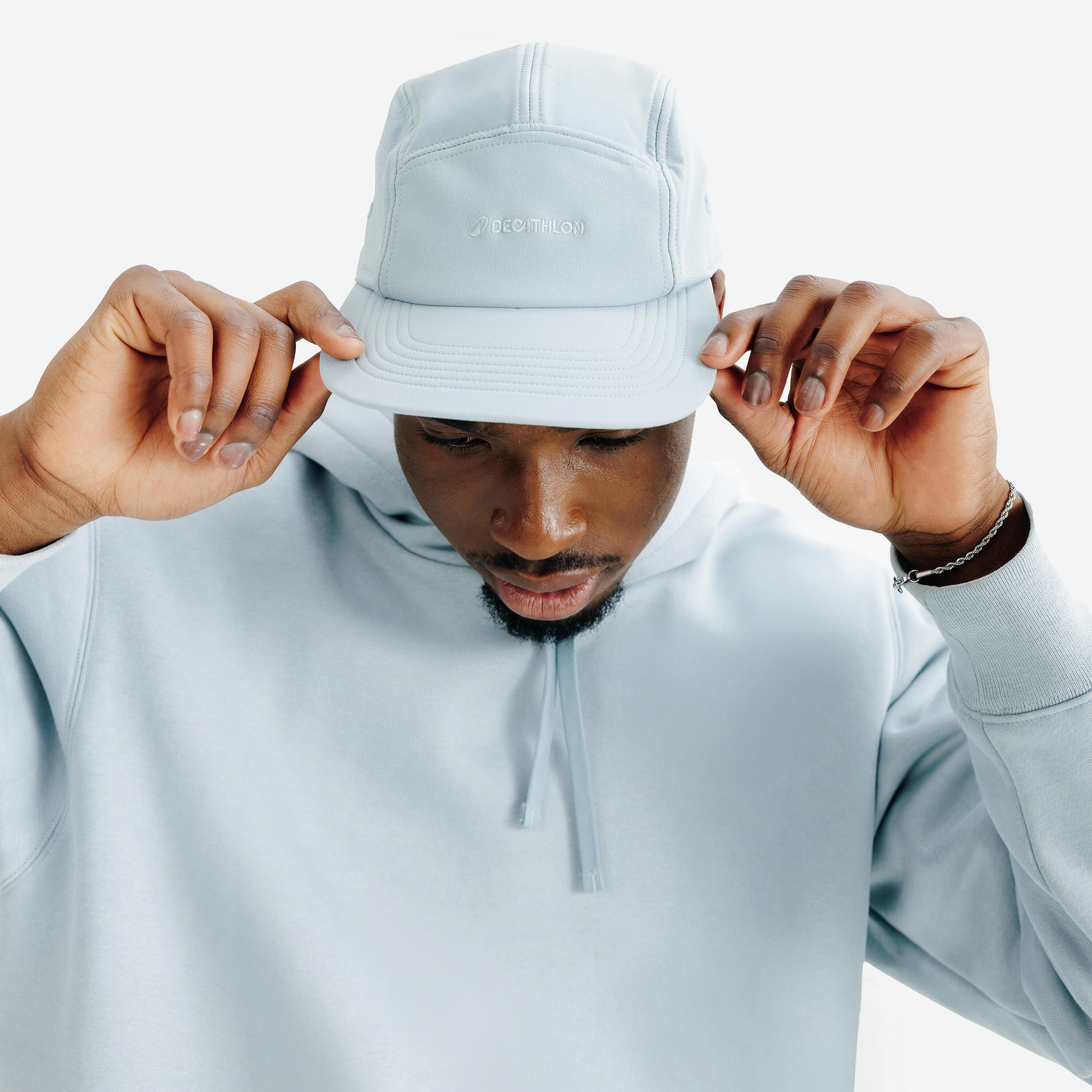 5 Panel cap with flat visor, blue 3/8