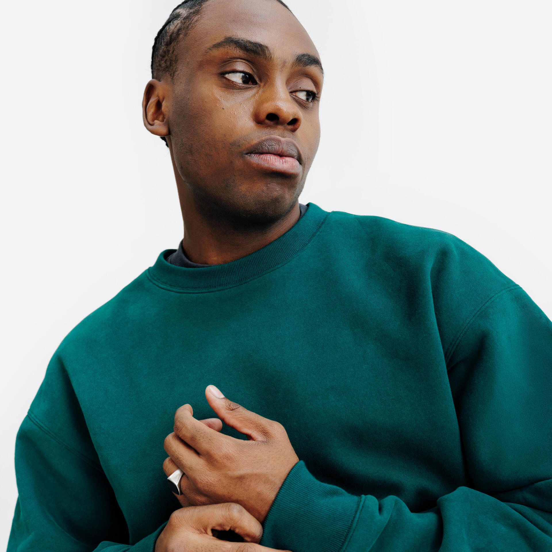 Men's oversized crew neck, green