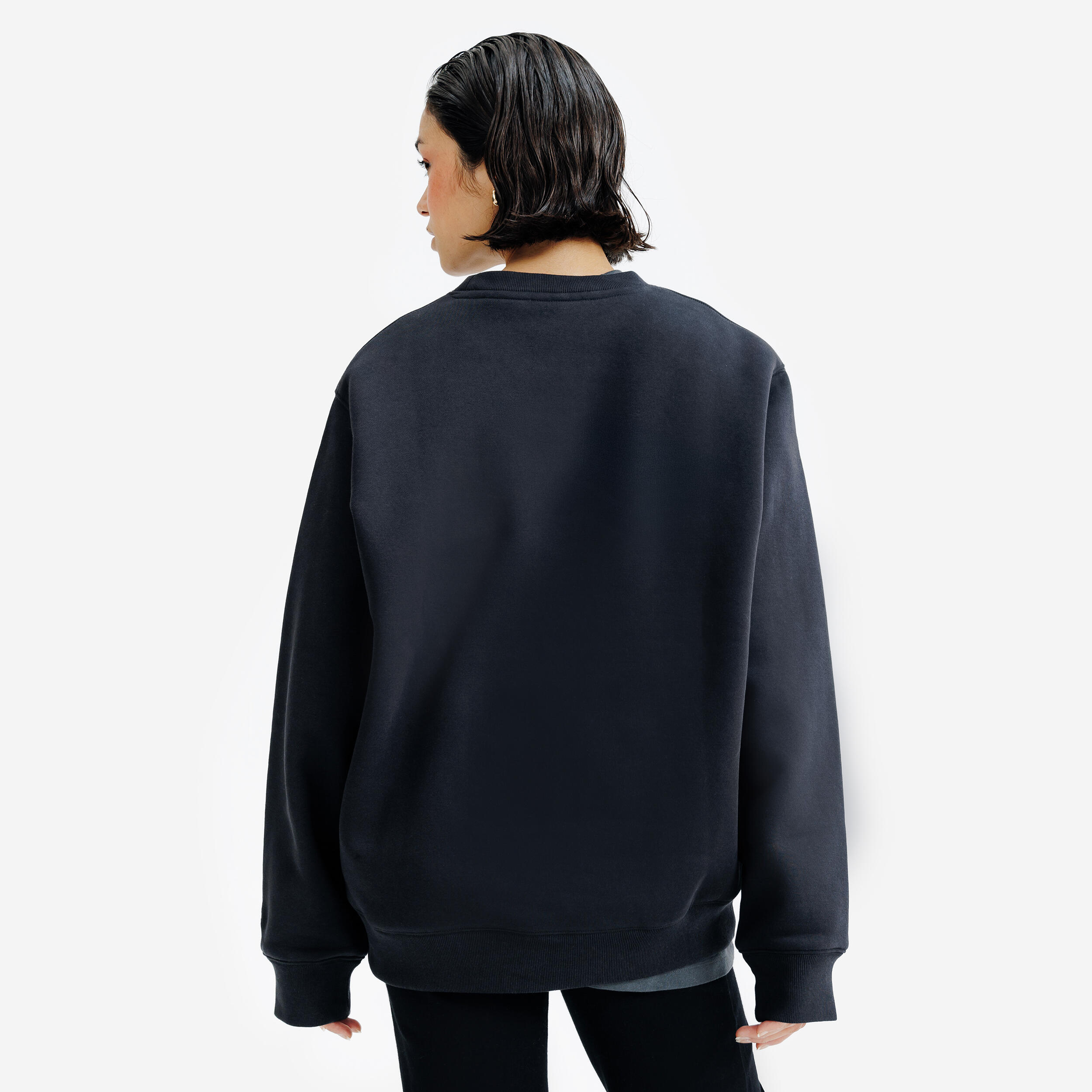 Sweatshirt decote redondo mista, Elementals, preto 4/5