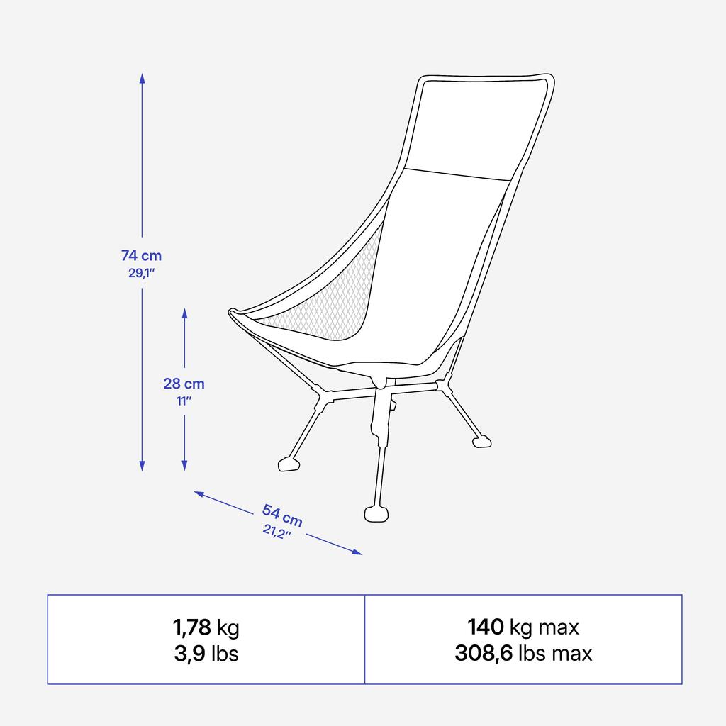 LOW CAMPING CHAIR 900 XL - COMPACT AND FOLDABLE