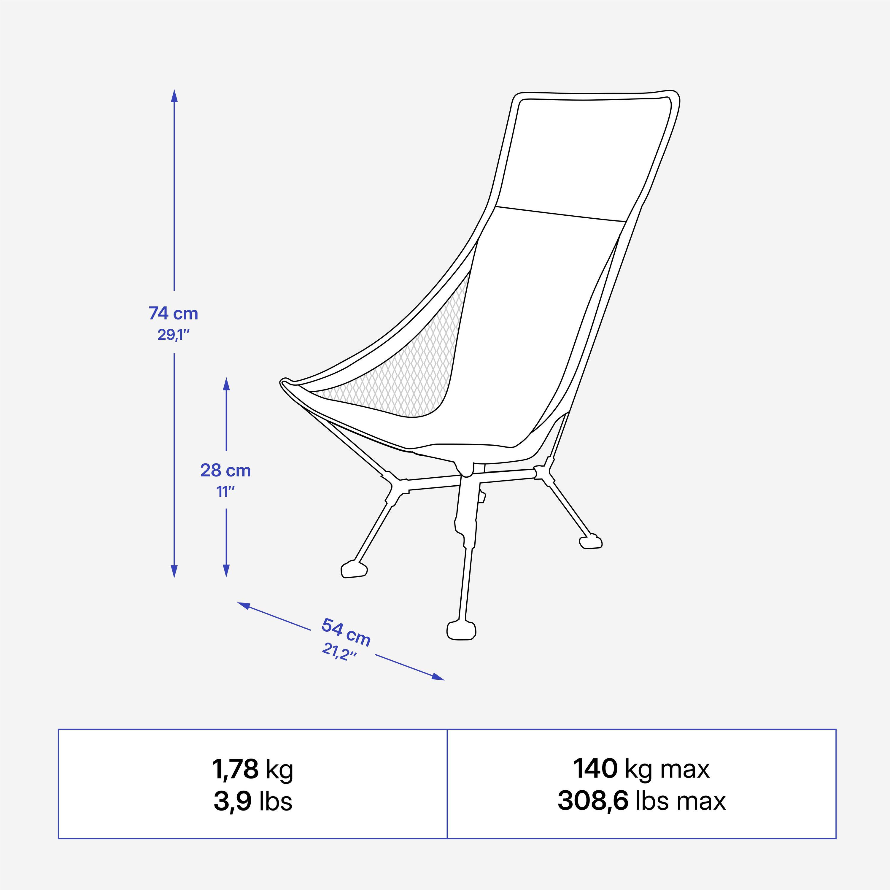 Camping Chair Low Foldable Compact up to 110 Kg 900XL - Smoked Green -  5