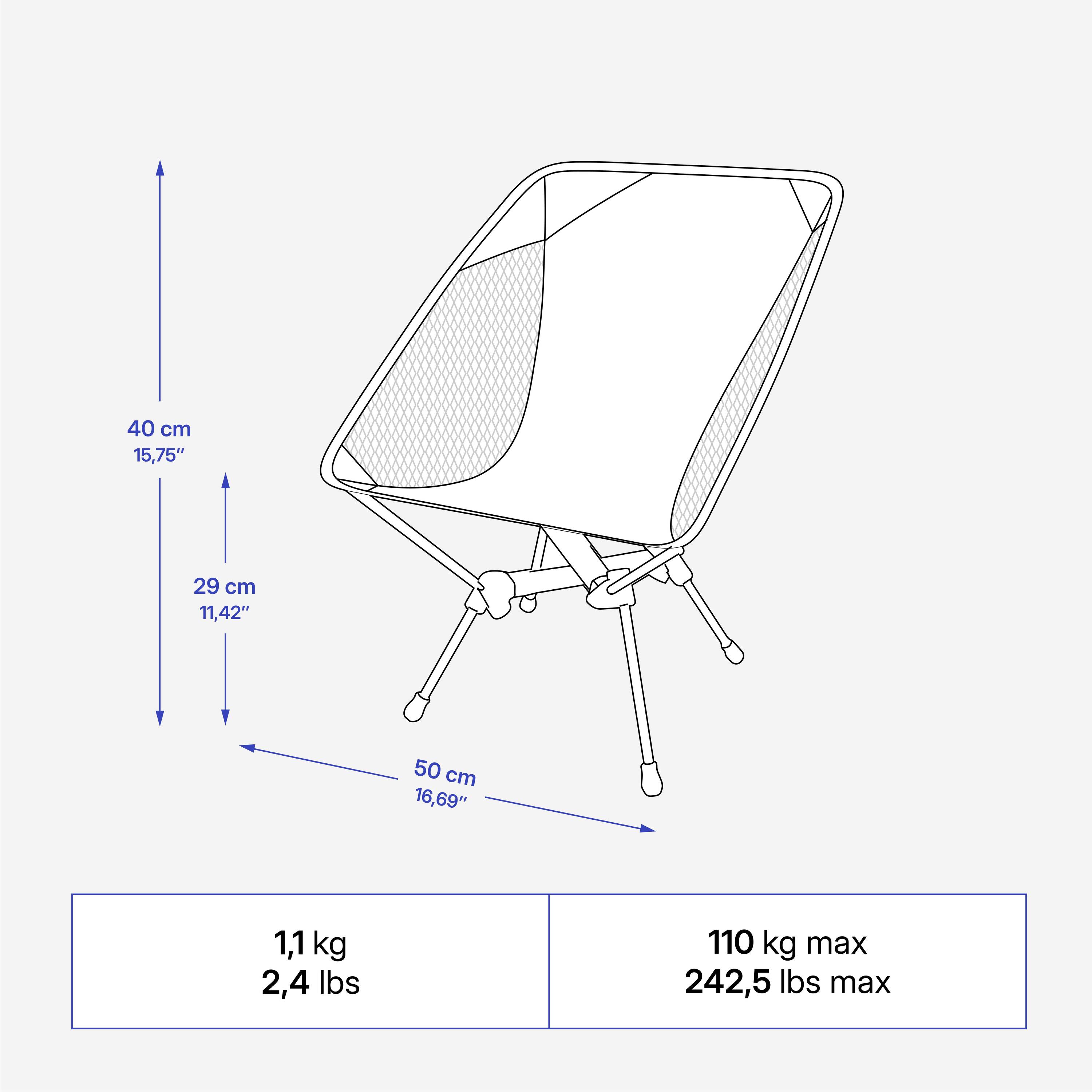Camping Chair Low Foldable Compact up to 110 Kg MH500 - Green -  4