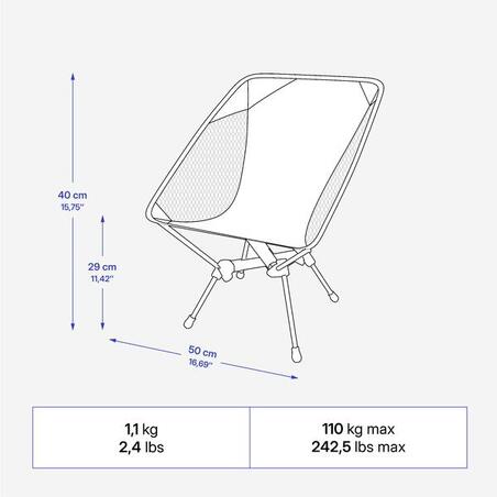 Стілець складаний 500 компактний для кемпінгу низький розмір M