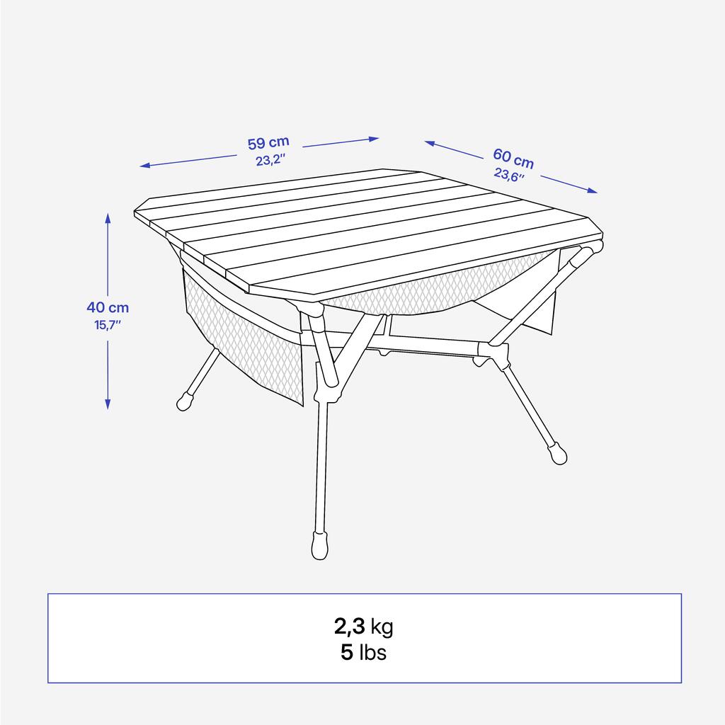 LOW TABLE -  COMPACT - FOR CAMPING - 500  - BEIGE - GREEN