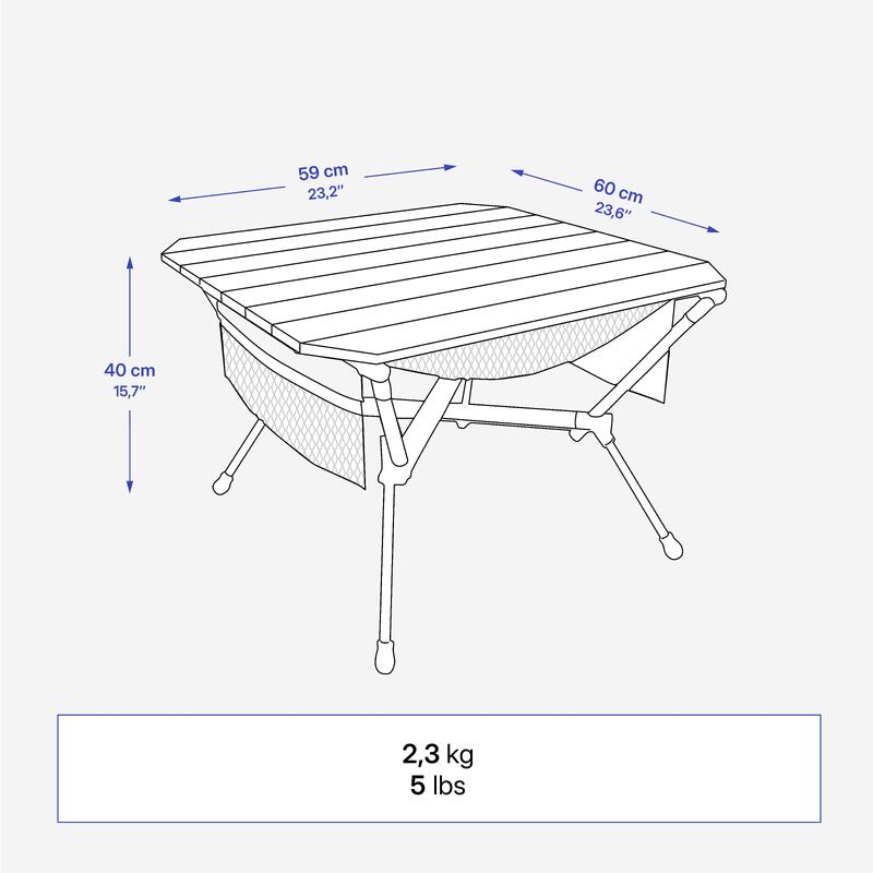 Compacte lage campingtafel 500 beige groen