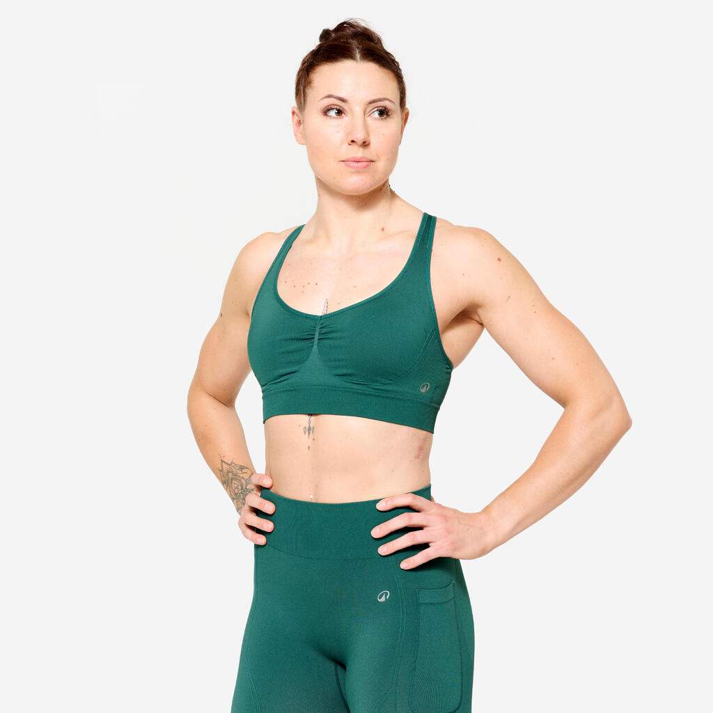 Women's Light Support Cross-Back Sports Bra - Dark Green