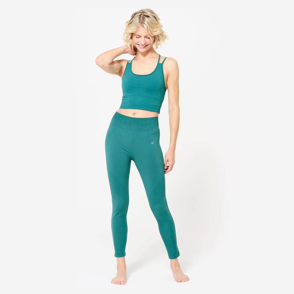 Brassière crop multi-bretelles maintien léger Femme, Vert canard