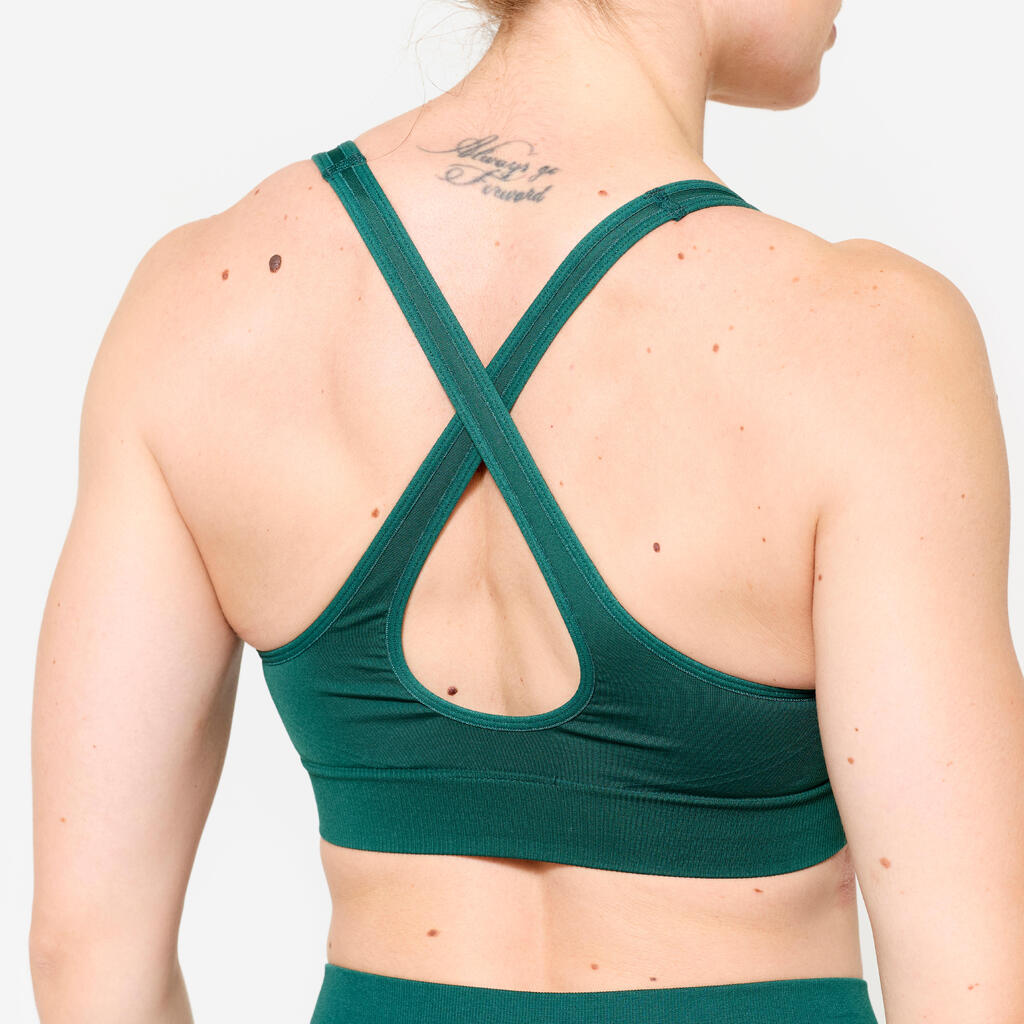 Women's Light Support Cross-Back Sports Bra - Dark Green