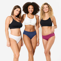 Lote Braguitas Mujer Violeta Blanco Azul Sin Costuras x3