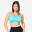 Top sem Costuras de Desporto com Costas em T Suporte Médio Mulher Azul-turquesa