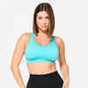 Women's Seamless Muscle Back Medium-Support Sports Bra - Turquoise Blue