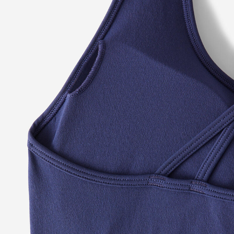 Brassière bretelles croisées maintien léger Femme, Bleu foncé