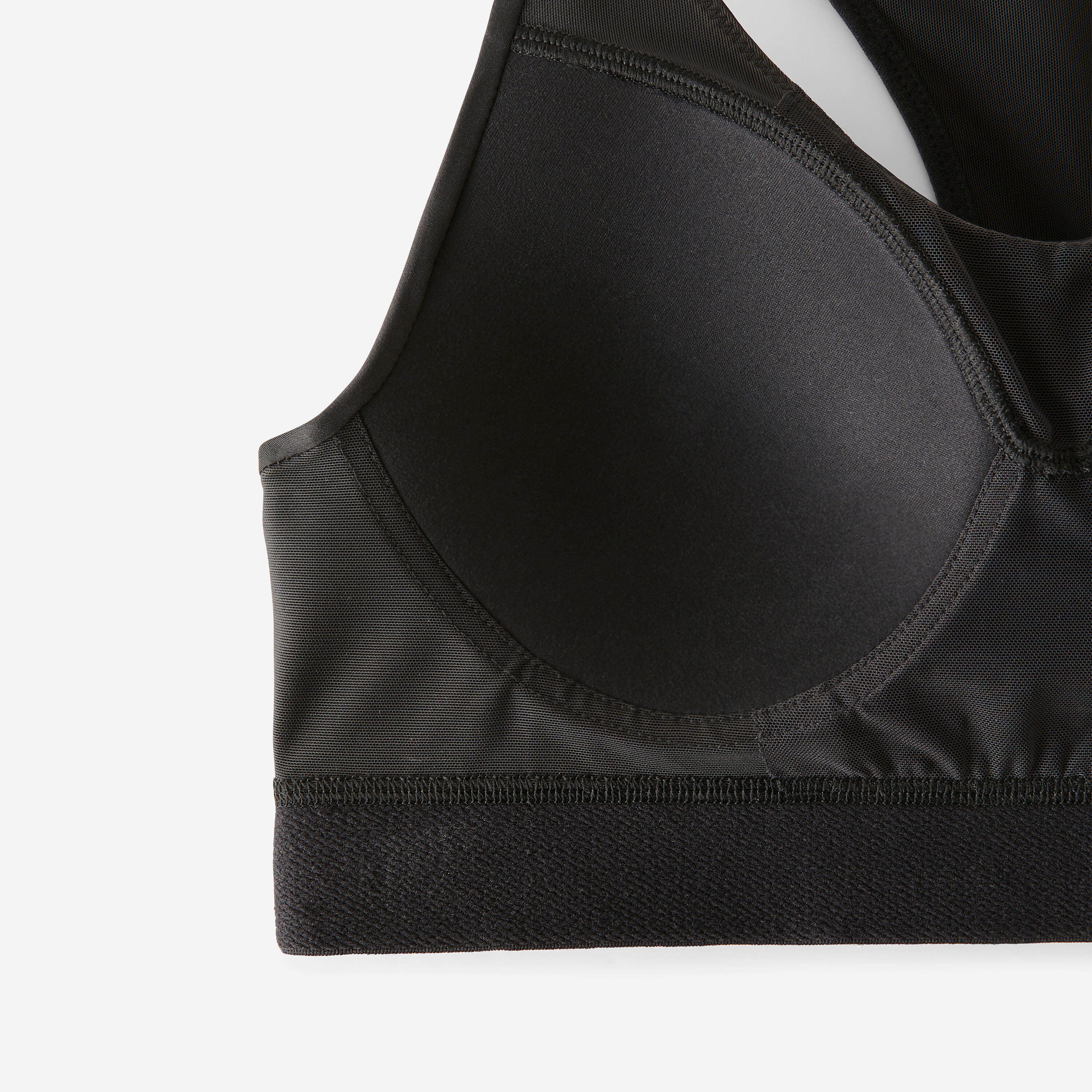Women’s Fitness High Support Sports Bra - 900 Black - DECATHLON