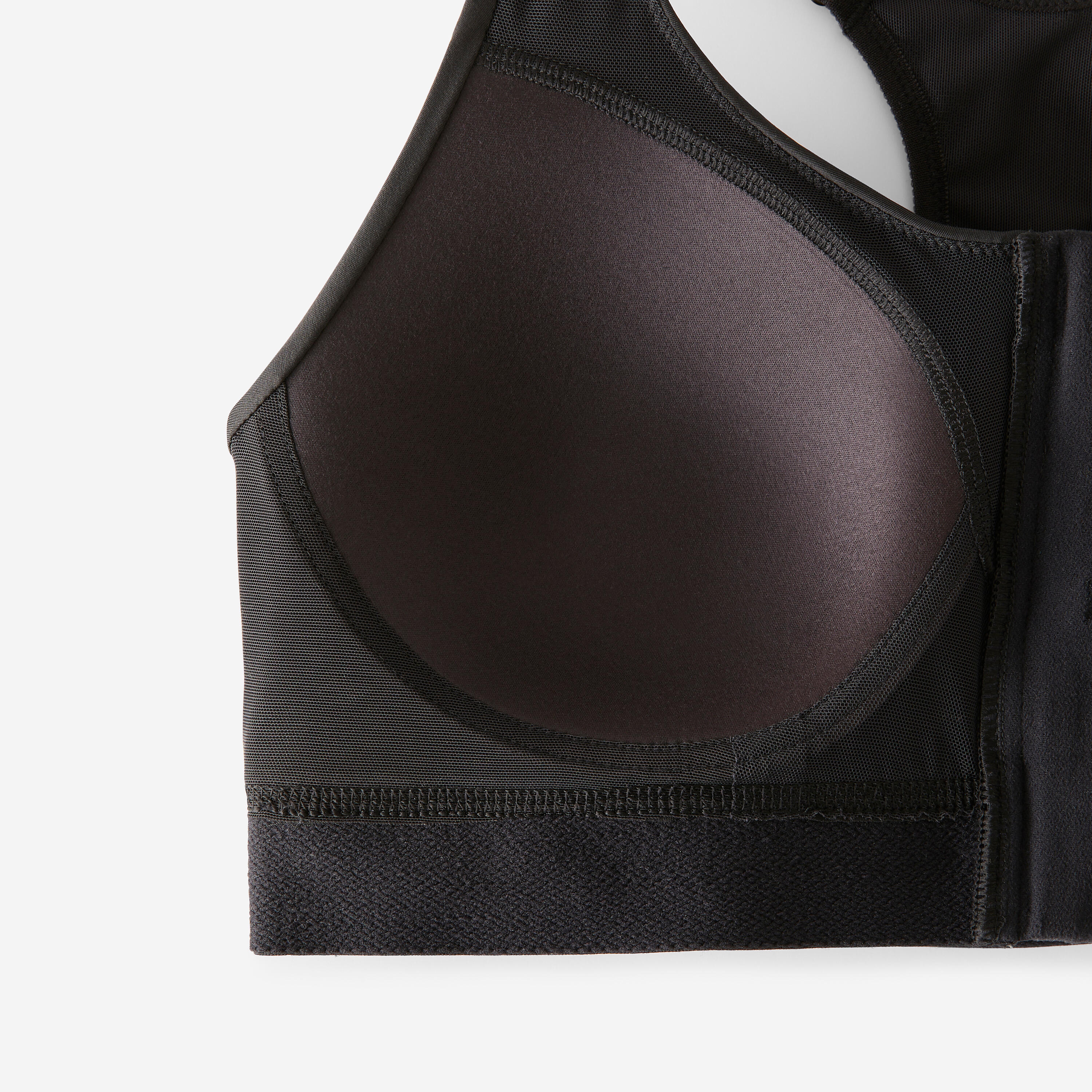 Women's High Support Zip-Up Sports Bra with Cups – 920 - DOMYOS