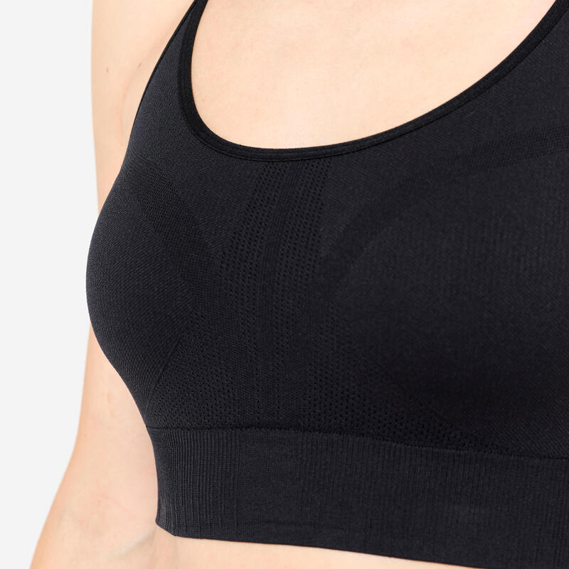 Brassière dos nageur respirant maintien léger Femme, Noir