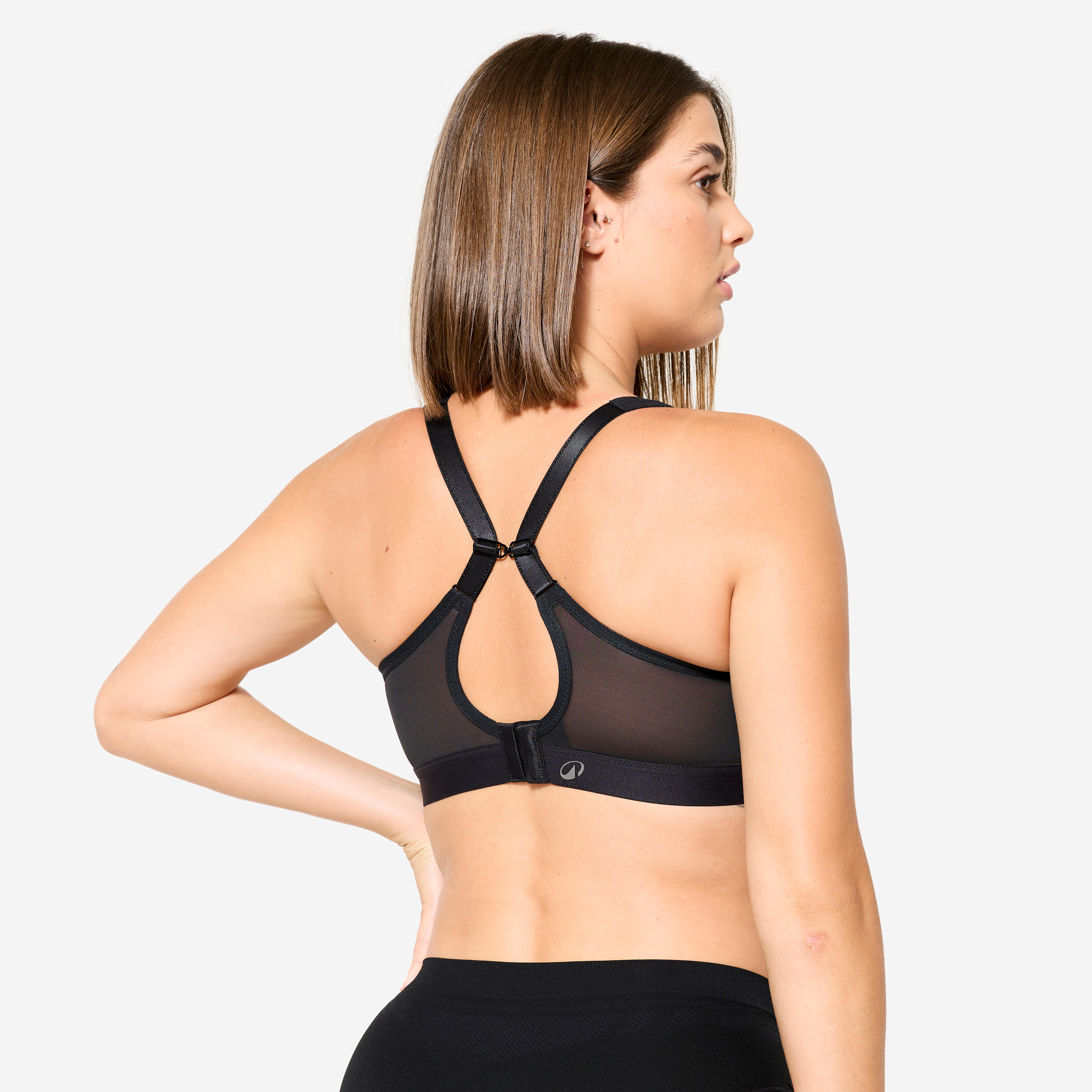Women's High Support Convertible Strap Sports Bra - Smoked Black