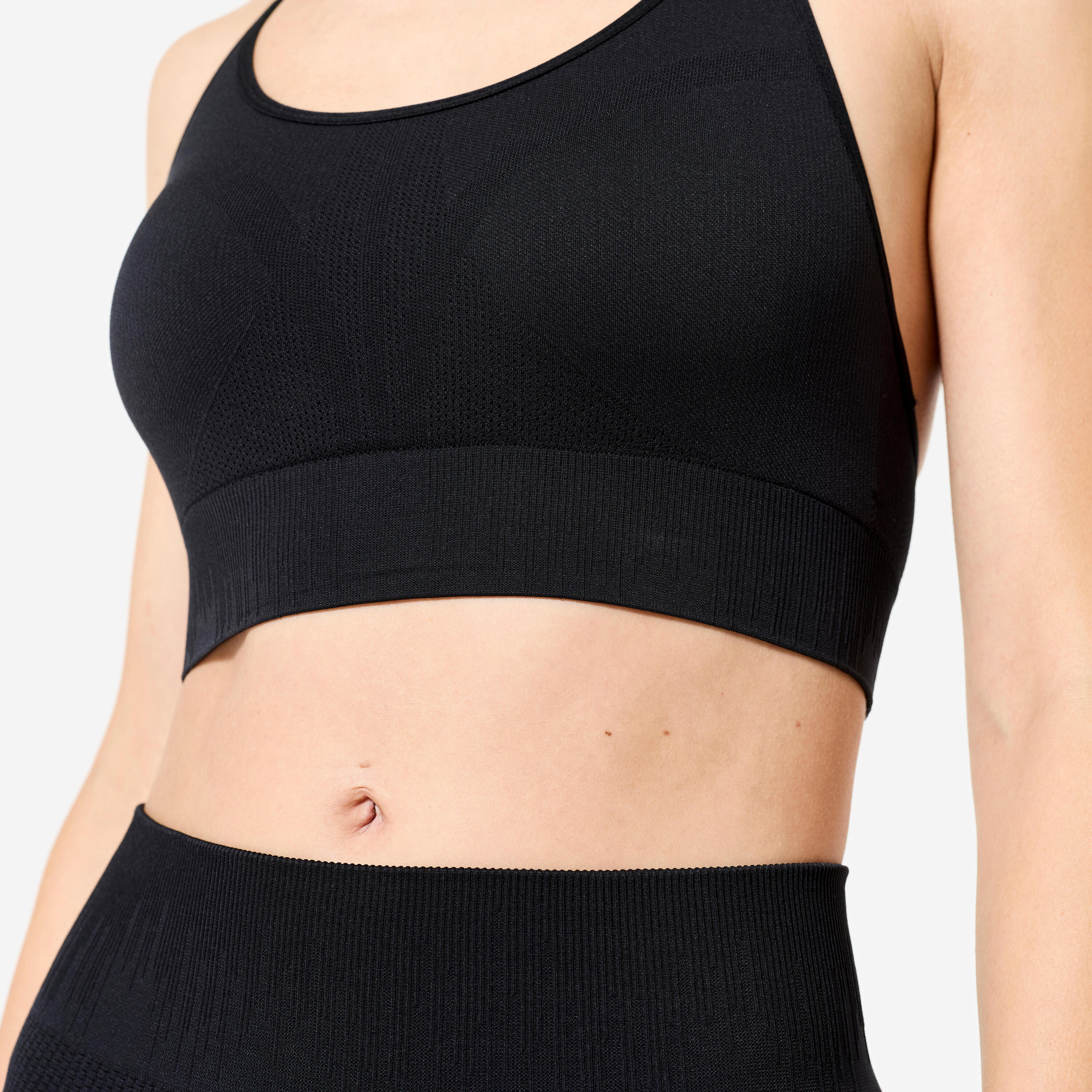 Sport-Bustier Damen Schwimmerrücken atmungsaktiv leichter Halt - schwarz  5/7