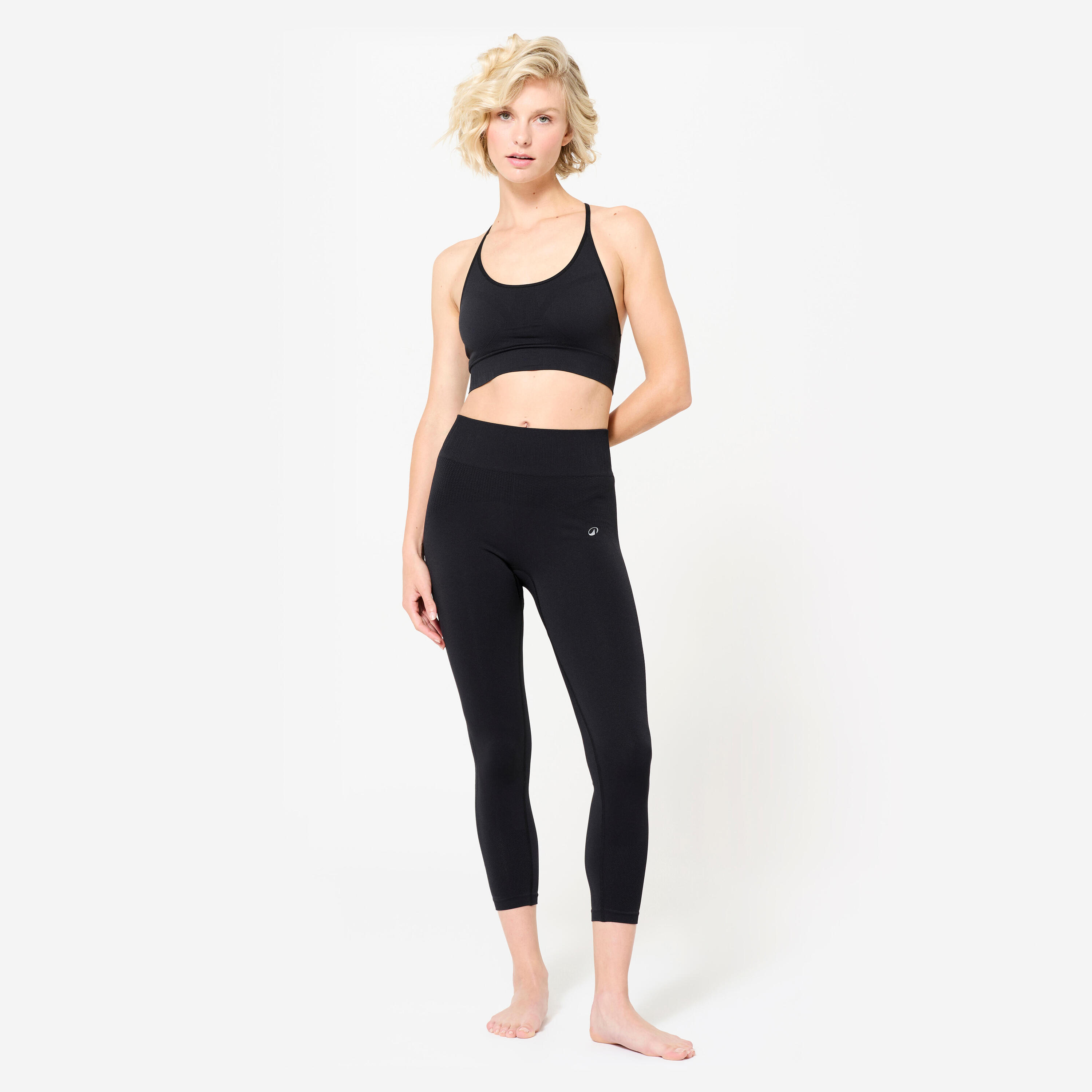Sport-Bustier Damen Schwimmerrücken atmungsaktiv leichter Halt - schwarz  3/7
