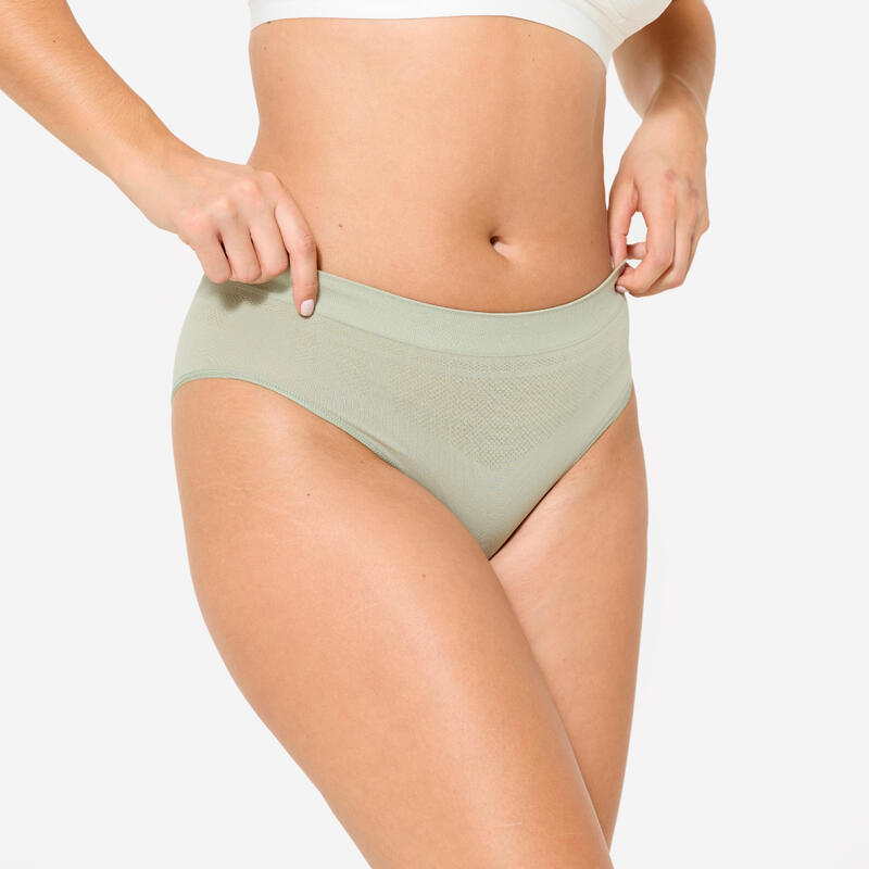Set de 3 slipi fără cusături Negru/Cuarț/Gri/Verde Damă