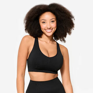 Women's Cross-Straps Light Support Sports Bra - Black