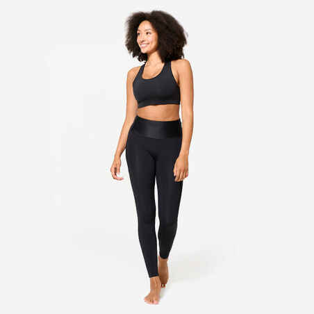 Women's Medium Support Racer Back Lined Sports Bra - Black