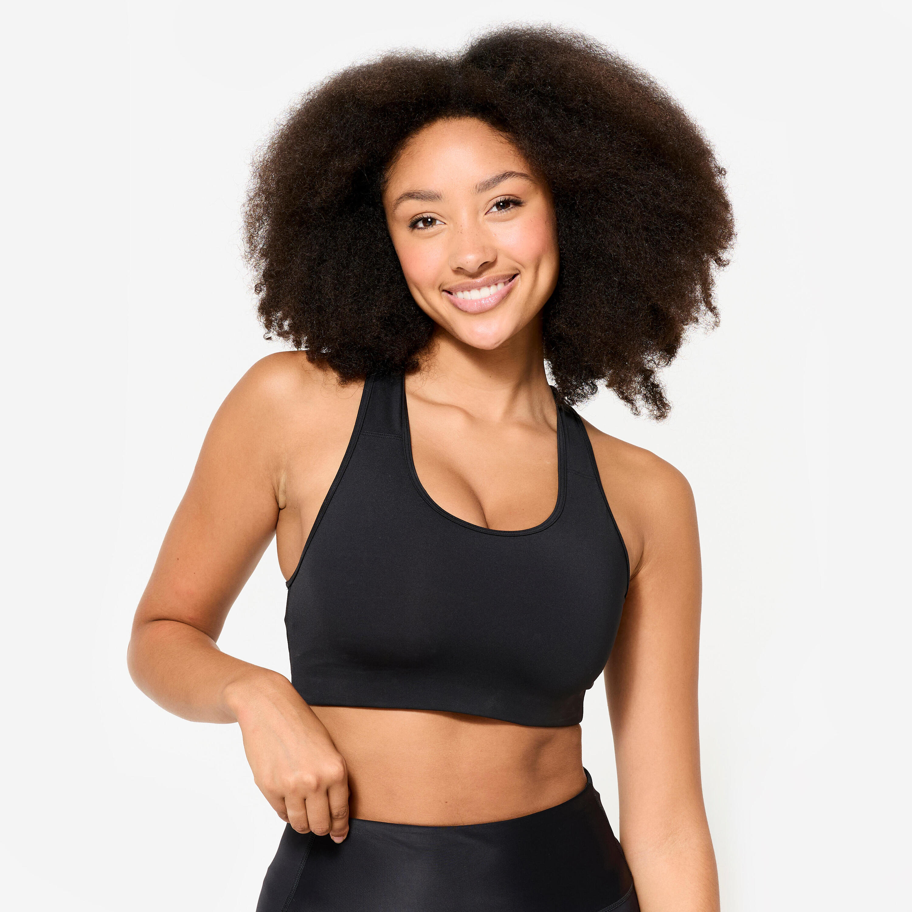 Sport-Bustier Damen Schwimmerrücken mittlerer Halt - schwarz  2/5
