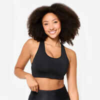 Women's Medium Support Racer Back Lined Sports Bra - Black